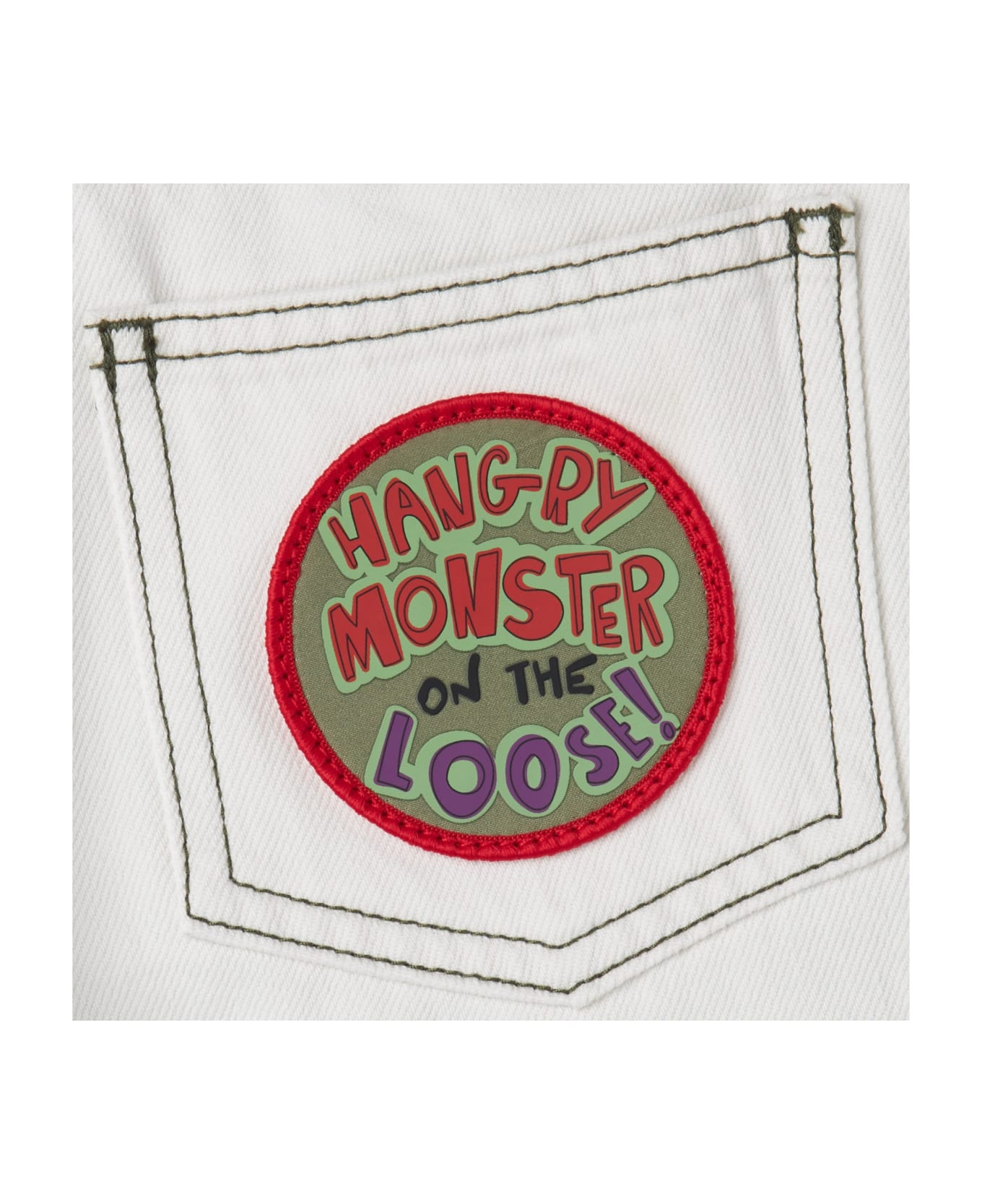Stella McCartney Kids Burger Monster Denim Shorts - Cream