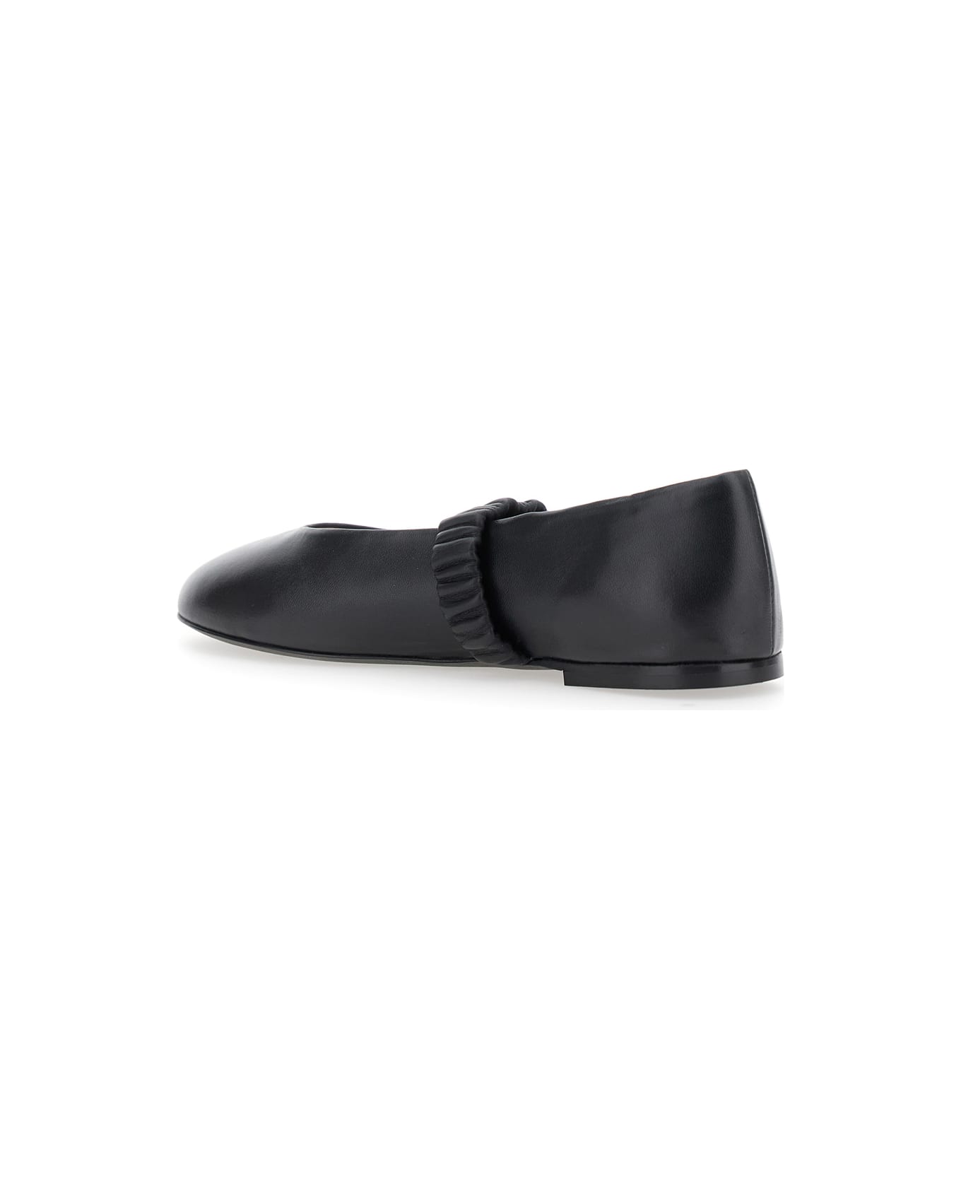 Pollini Black Ballet Flats With Elasticated Band On The Front In Leather Woman - Black