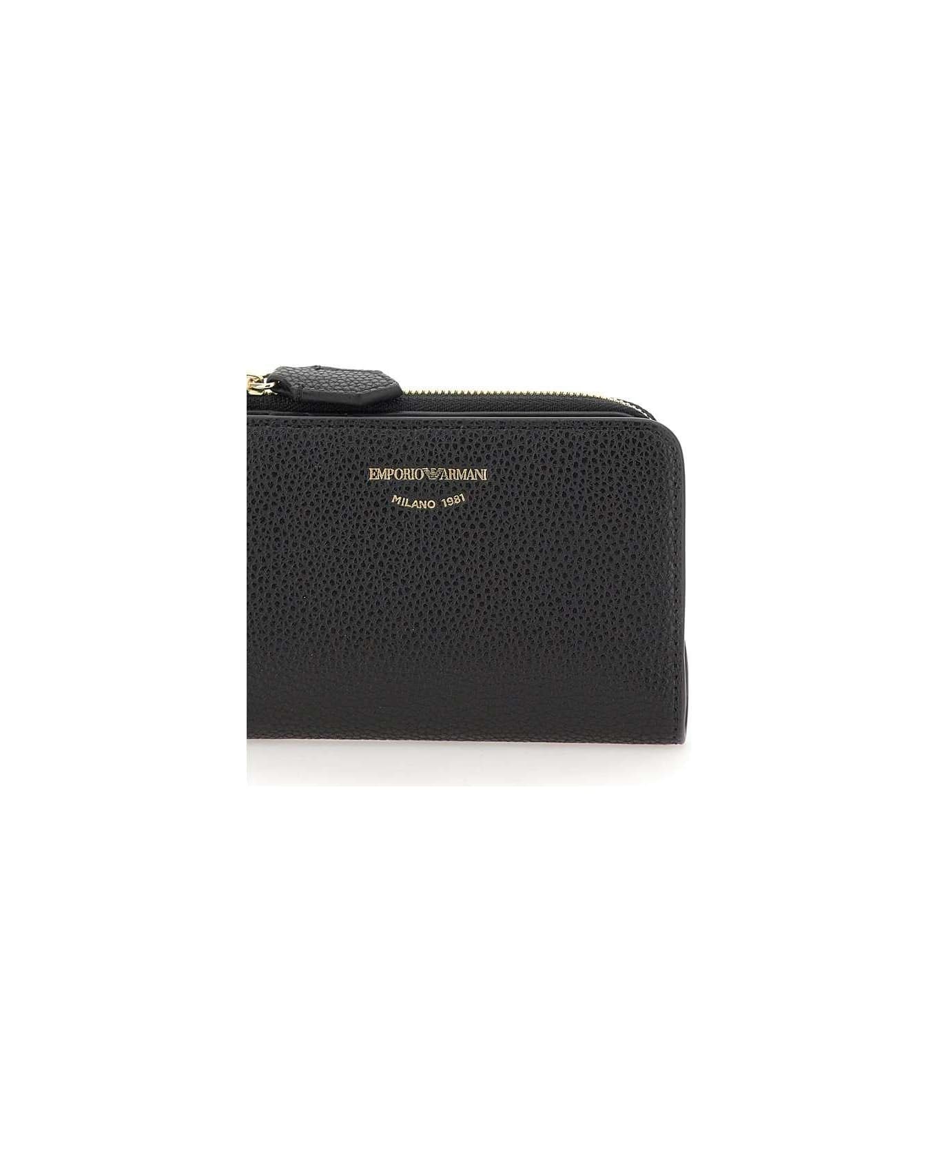 Emporio Armani Logo-debossed Zipped Wallet - Black