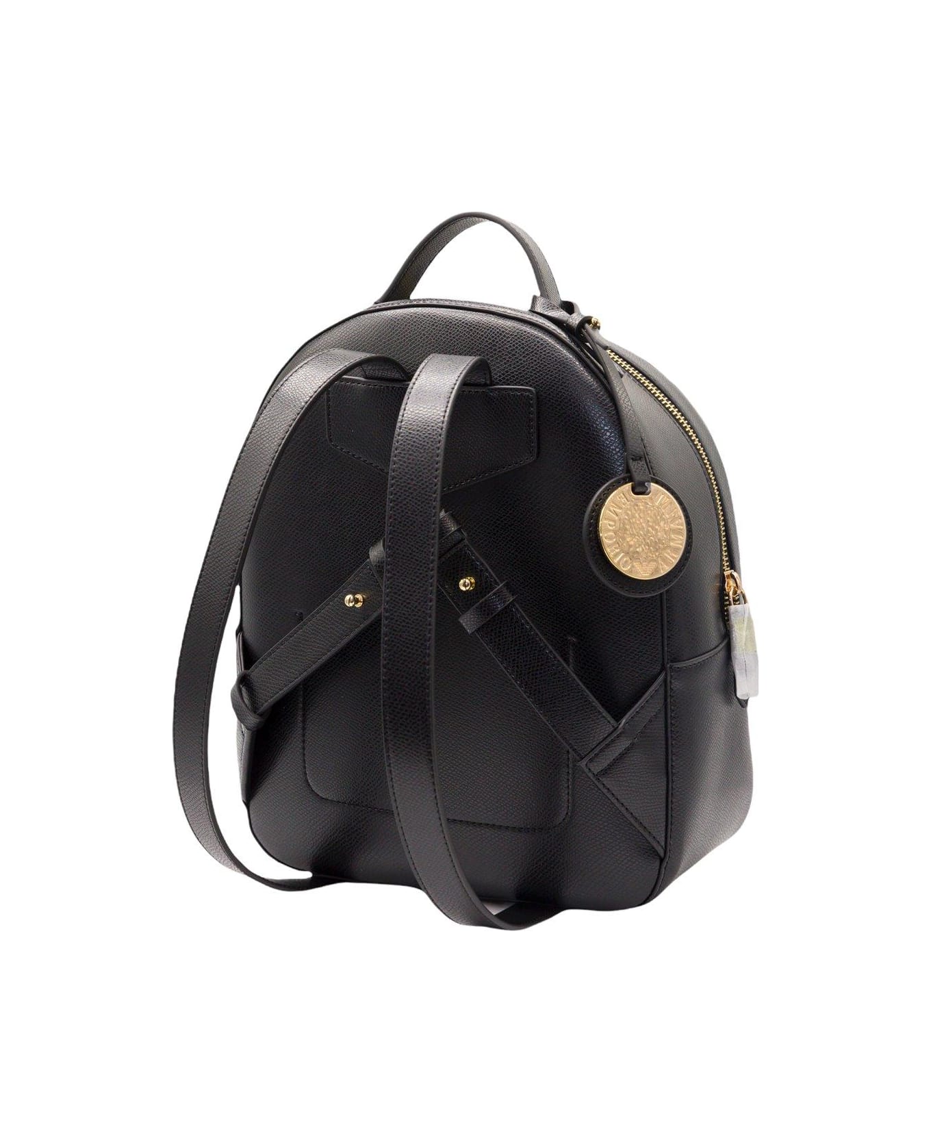 Emporio Armani Charm-detailed Zipped Backpack - BLACK