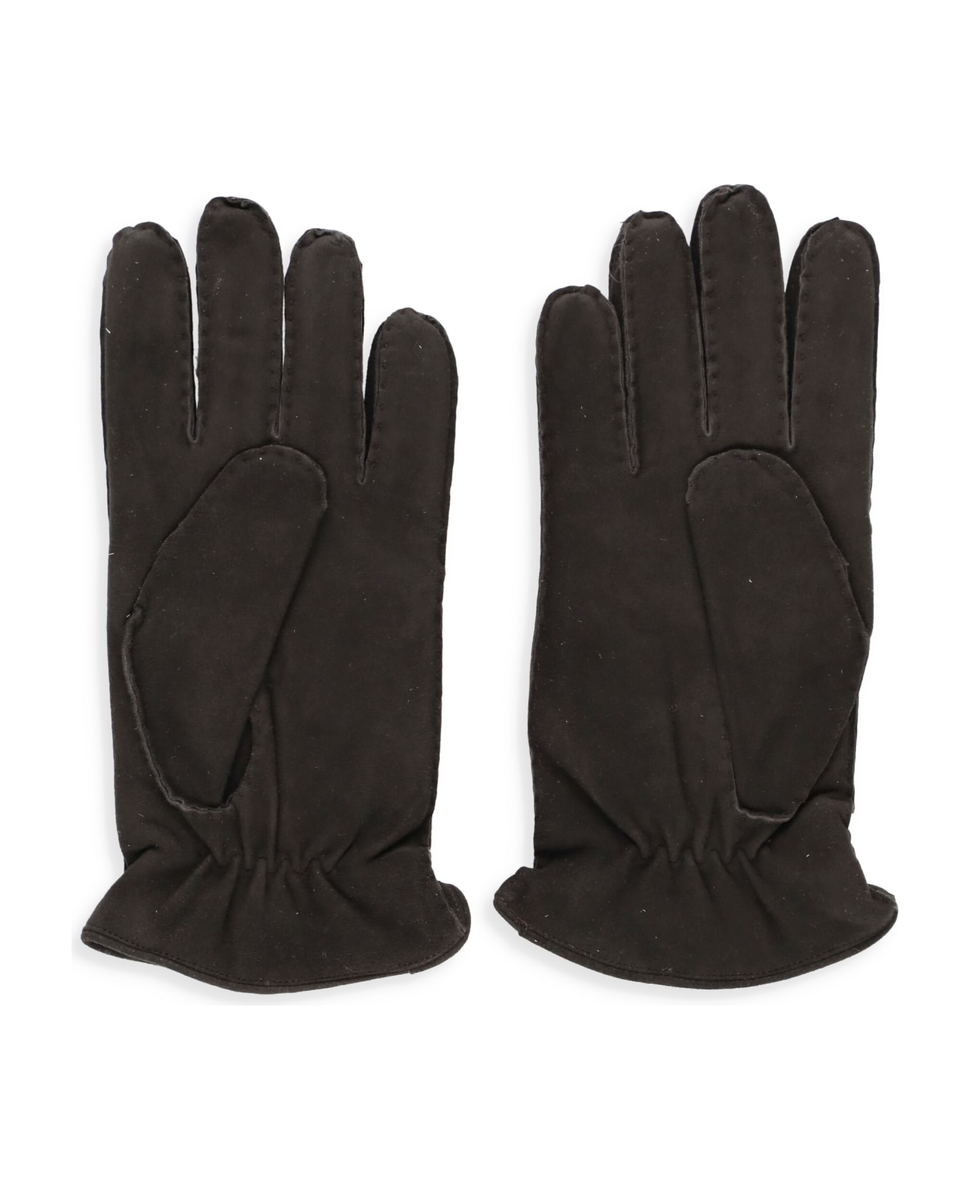 Orciani Leather Shiver Gloves - Brown