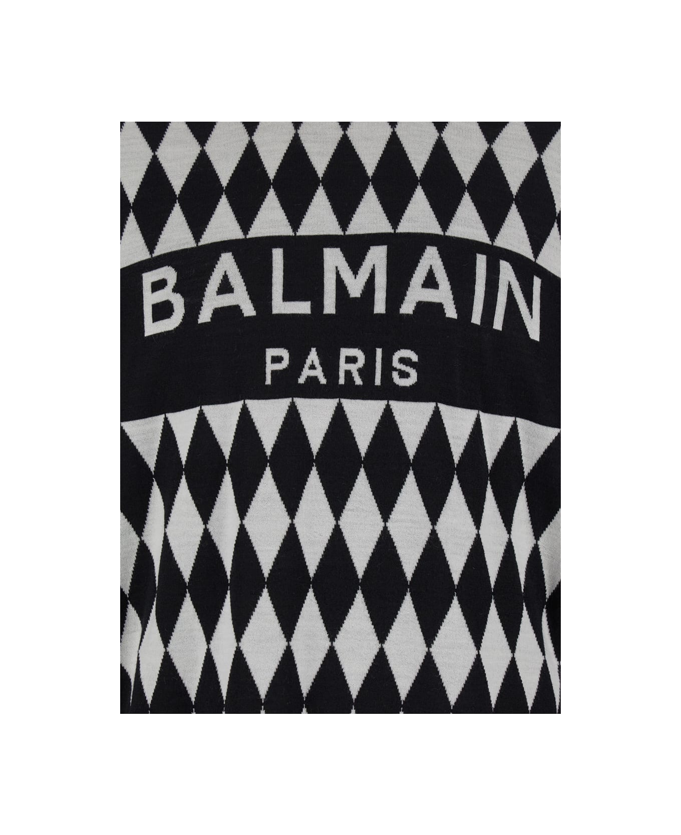 Balmain Diamond Balmain Logo Jacquard Sweater - Black
