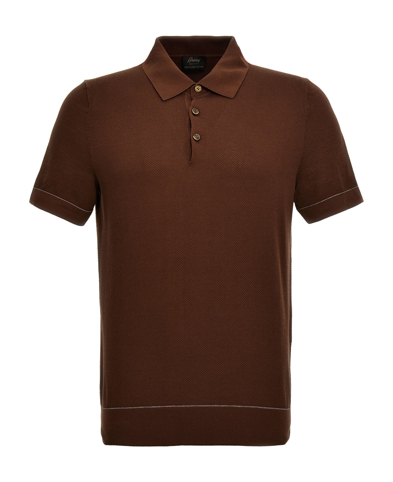 Brioni Textured Polo Shirt - Brown