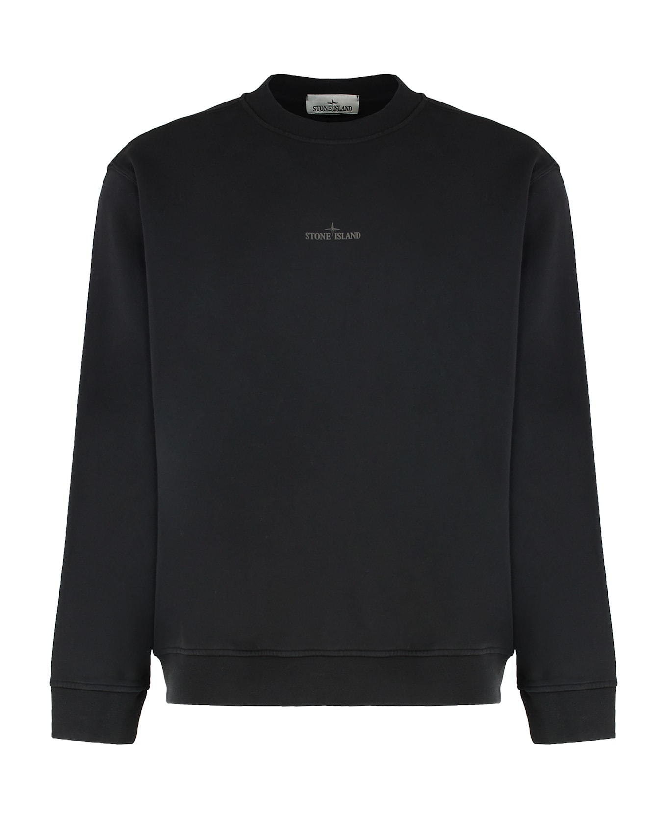 Stone Island Oversized Crewneck Sweatshirt In Cotton - black