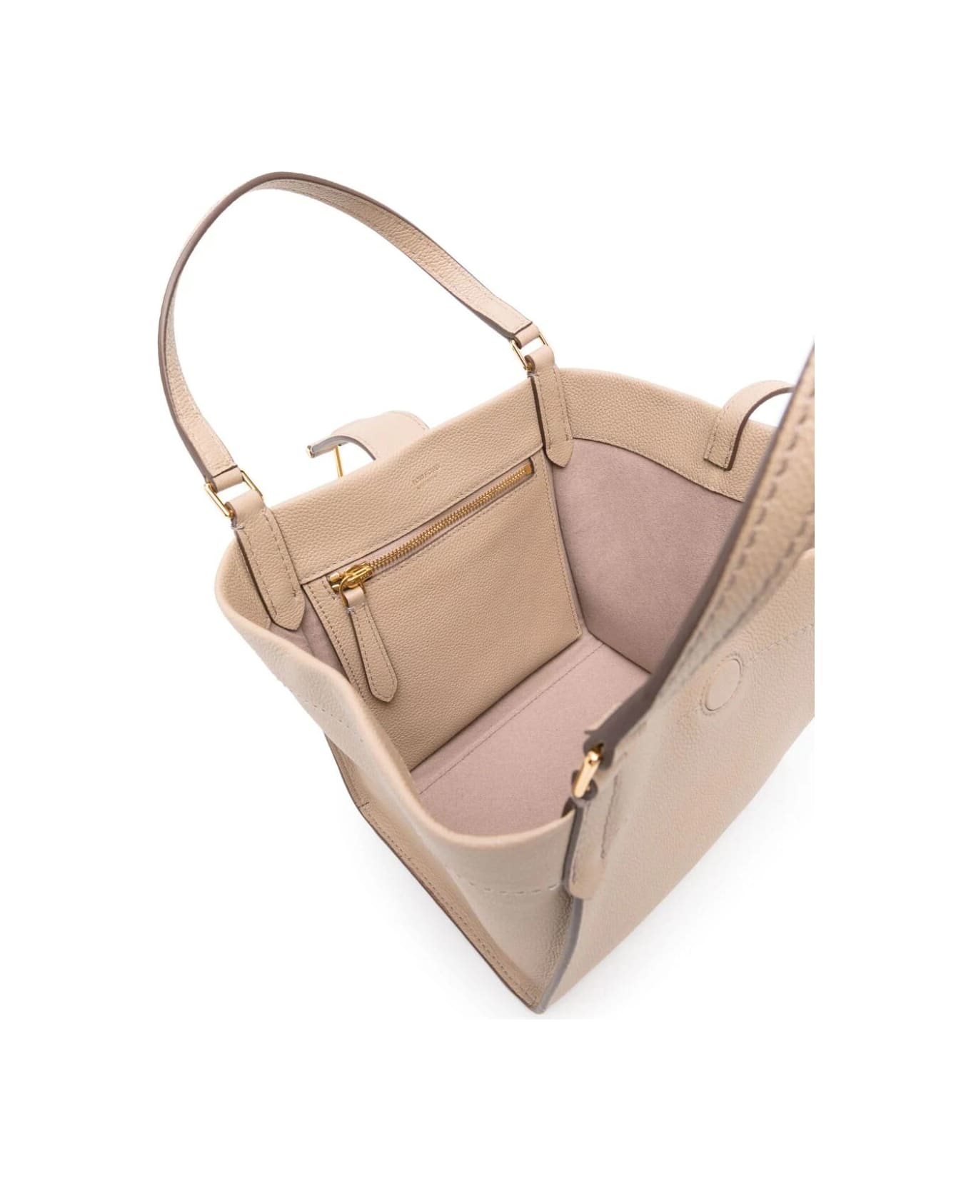Tom Ford Grain Leather Small Tote - Silk Taupe
