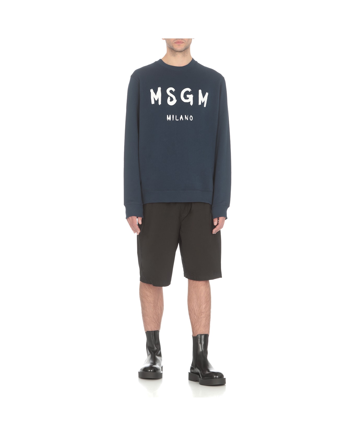 MSGM Sweatshirt With Logo - Blue フリース