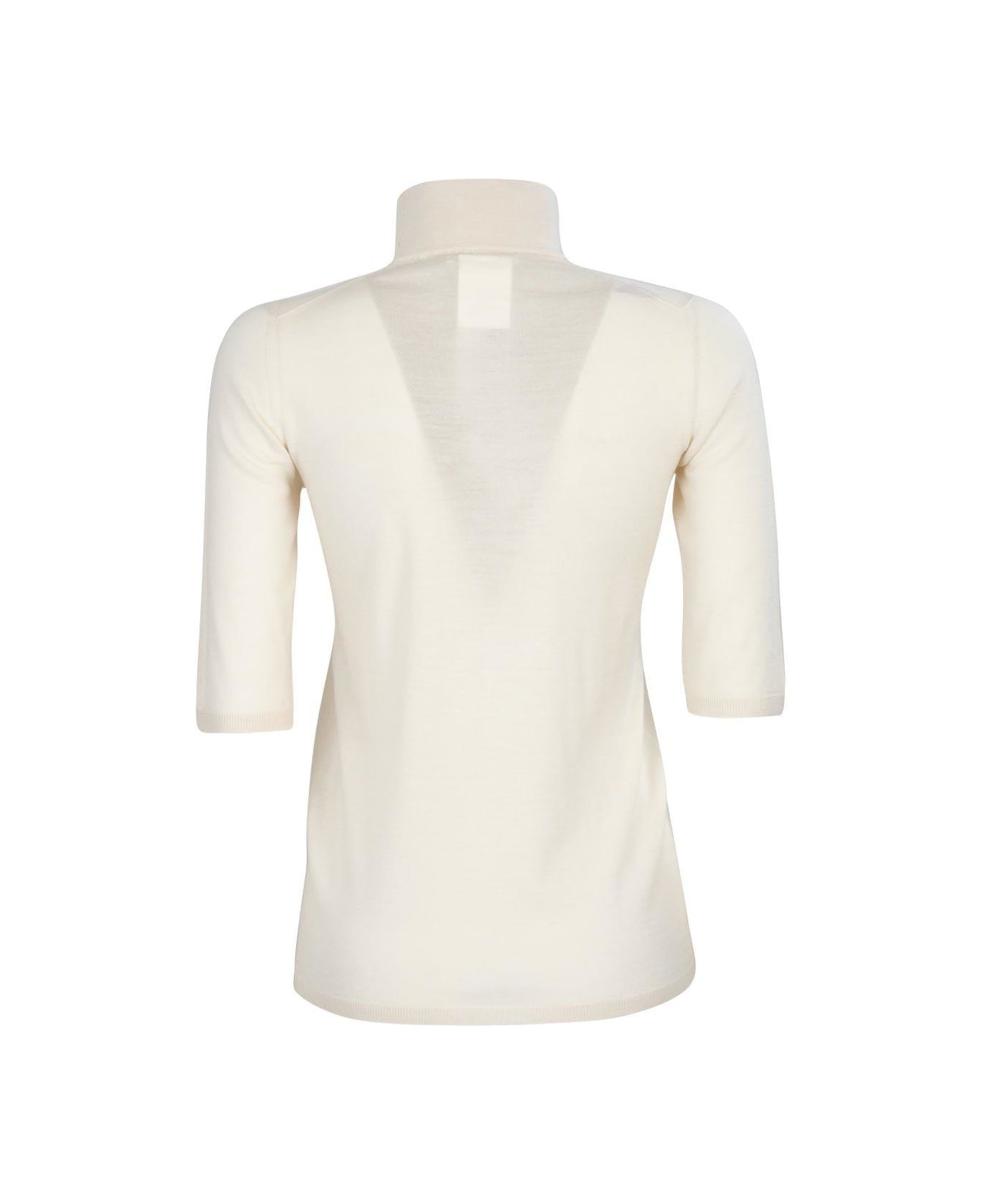 Max Mara High Neck Half-sleeved Top - NEUTRALS
