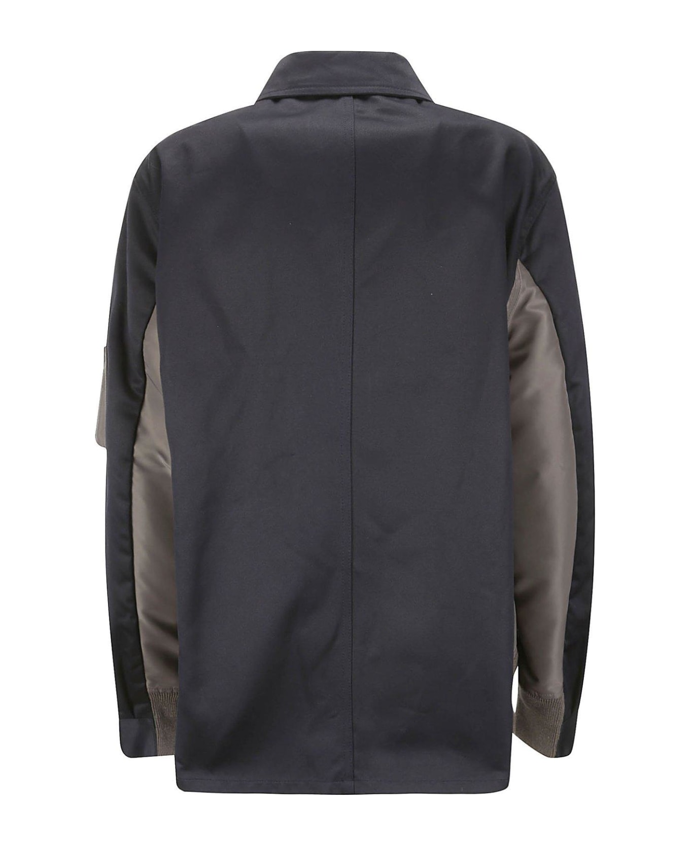 Sacai Buttoned Long-sleeved Jacket - NAVY×TAUPE