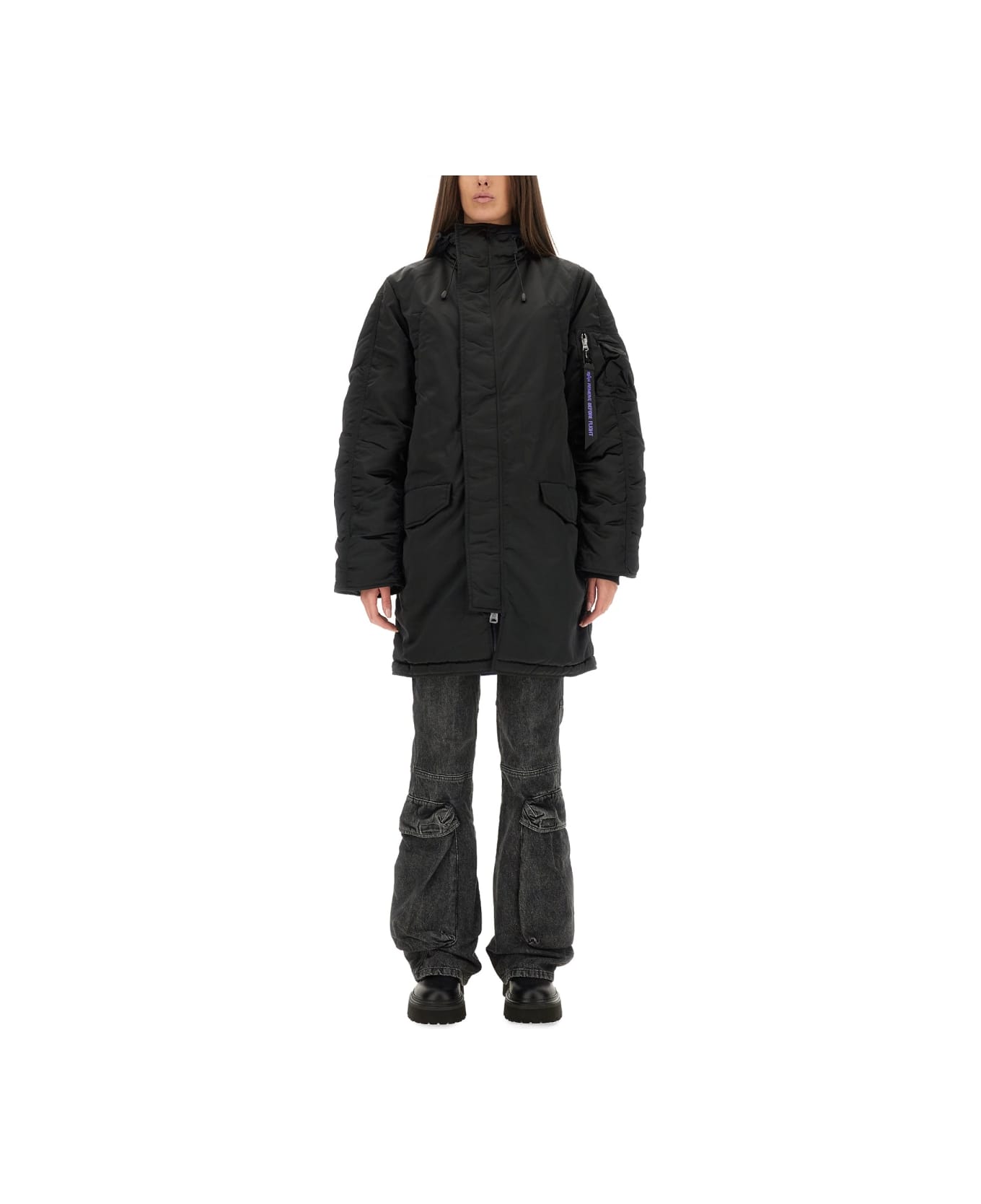 Alpha Industries Long Bomber Jacket "n-3b" - BLACK