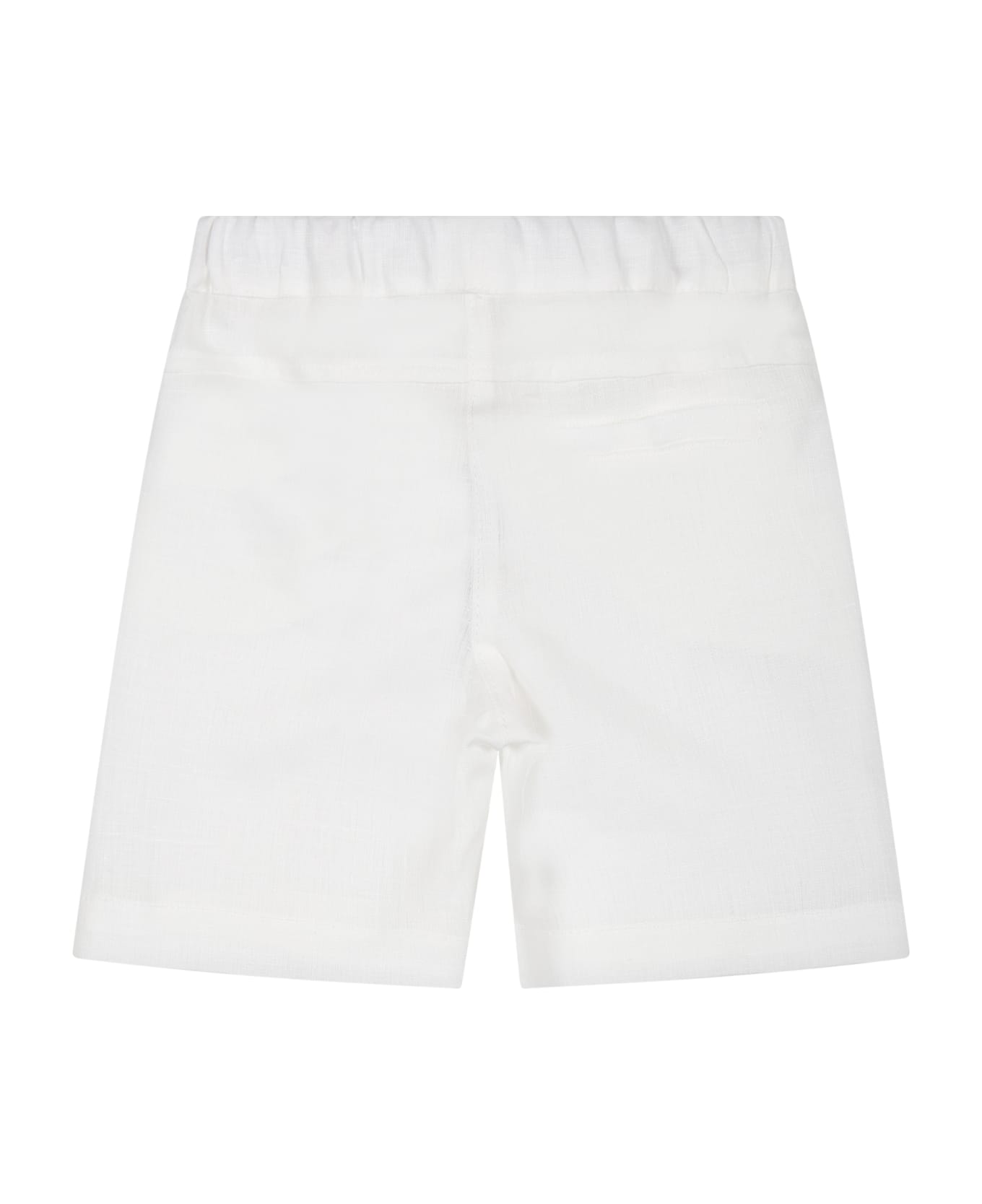Little Bear White Shorts For Baby Boy - White ボトムス
