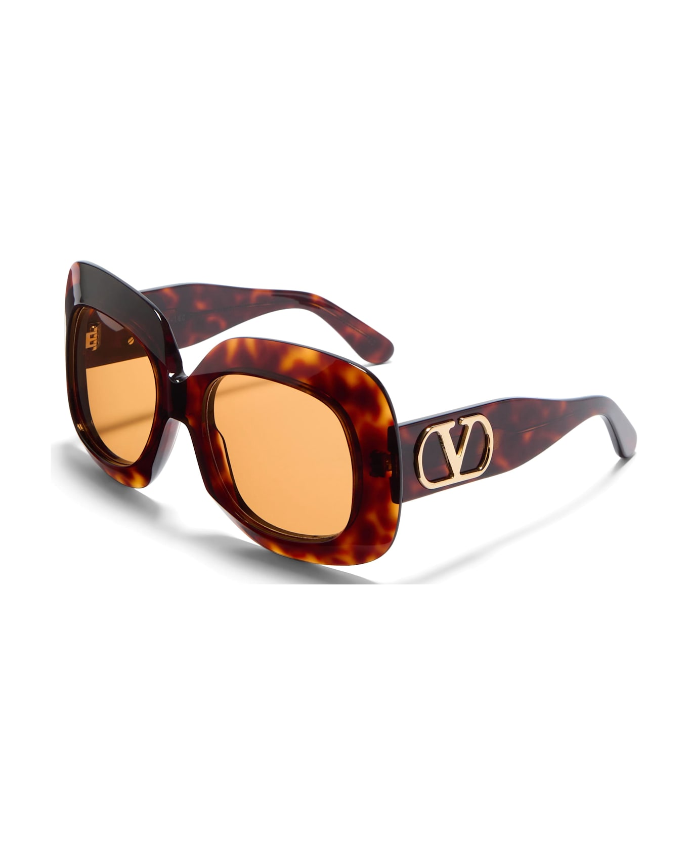 Valentino Eyewear Vls-180c - Dark Havana / V-light Gold Sunglasses - havana/gold