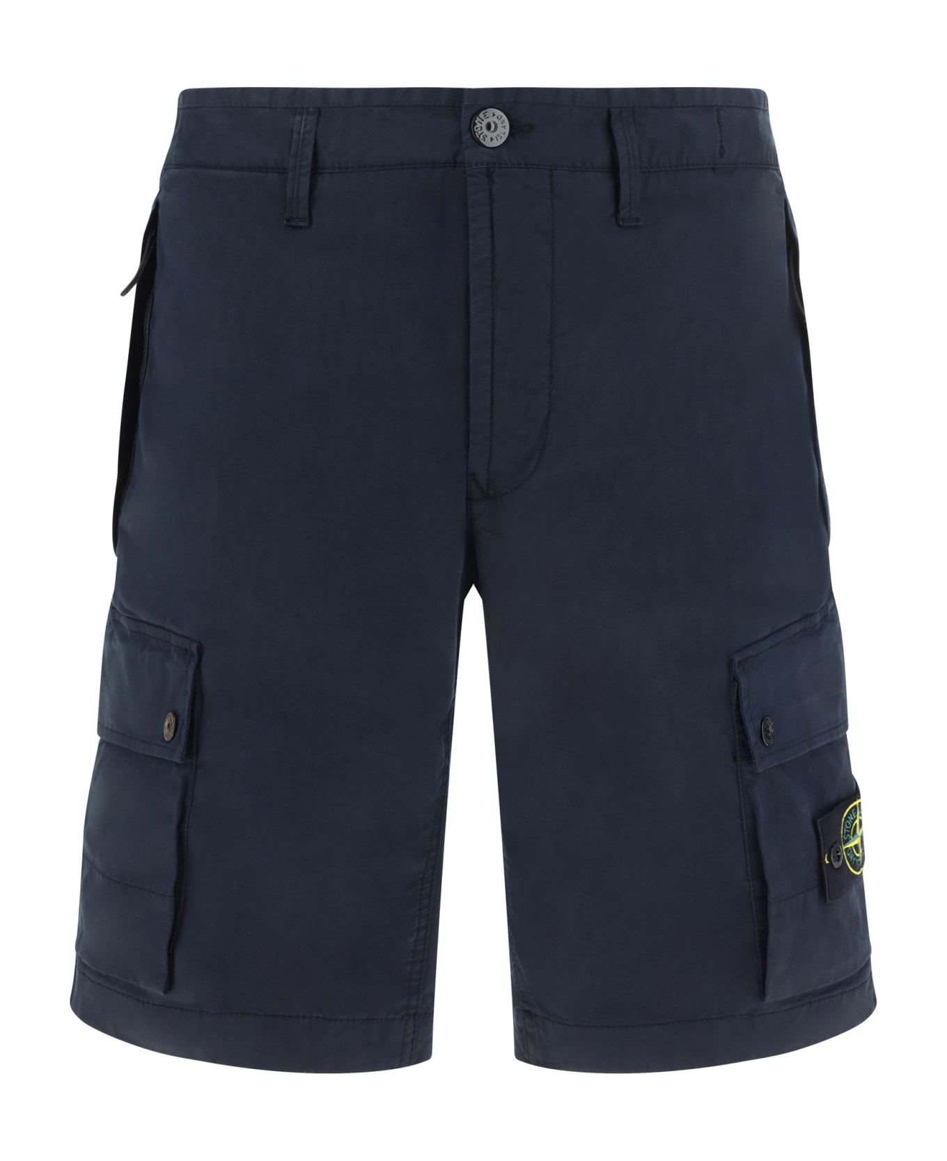 Stone Island Cotton Bermuda Shorts - Bleu