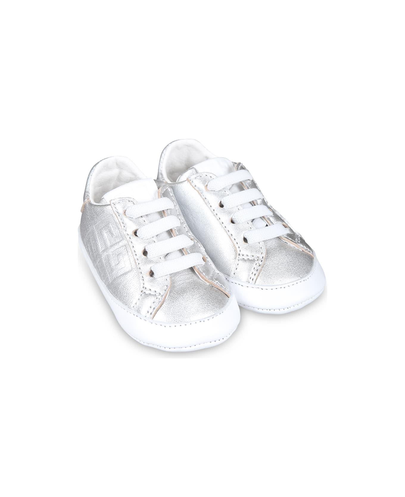 Givenchy Silver Sneakers For Baby Girl With Iconic 4g Motif - Silver