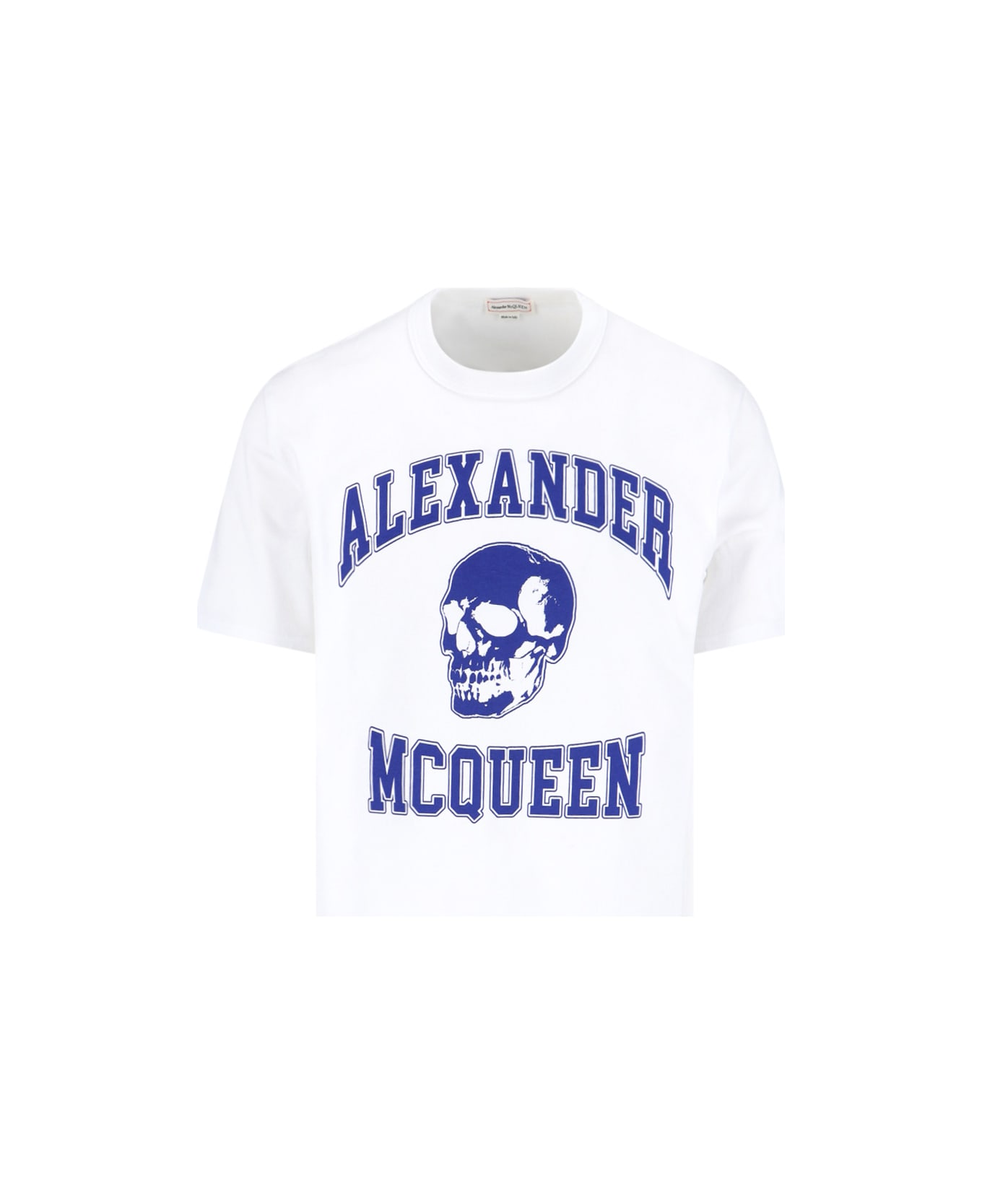 Alexander McQueen Logo Print Skull T-shirt - White Br Utopia Blue