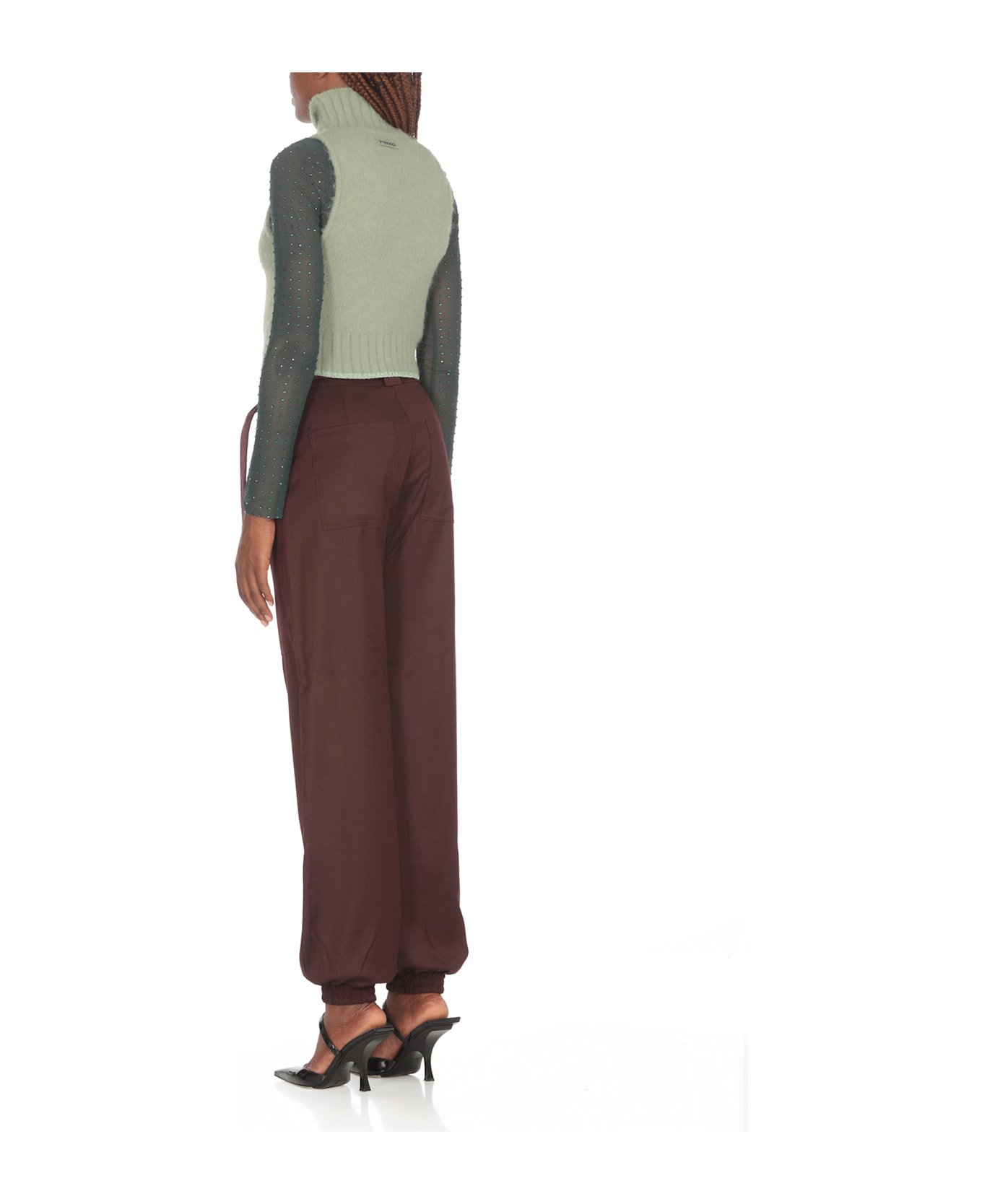 Pinko Cropped Turtleneck Sweater - Green