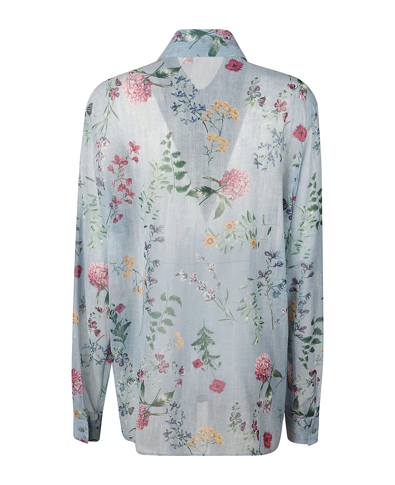 Ermanno Scervino Soft Shirt With Floral Print - Blue