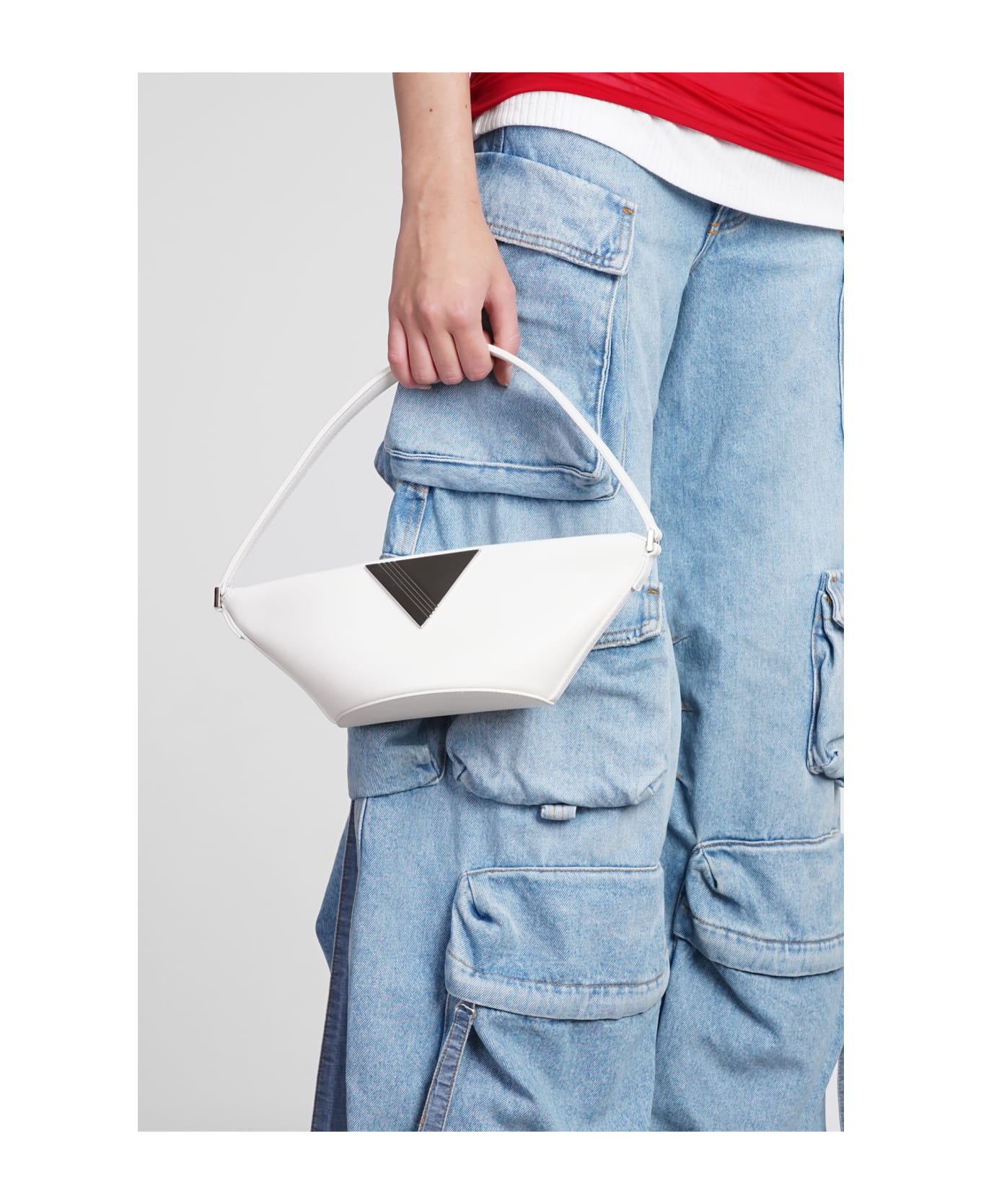 The Attico Piccola Hand Bag In White Leather - white