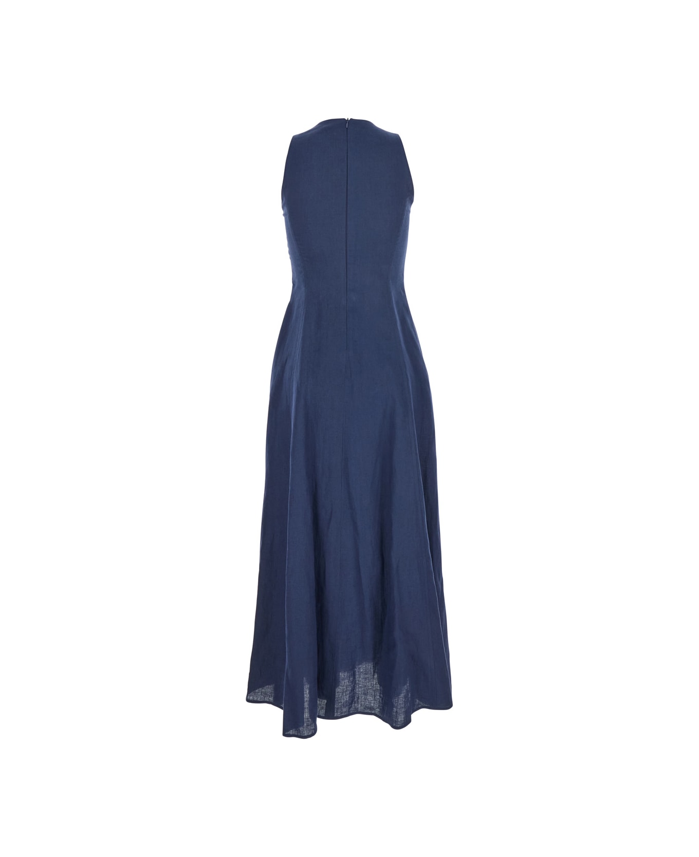 Eleventy Blue Long Sleeveless Dress In Linen Woman - Blu