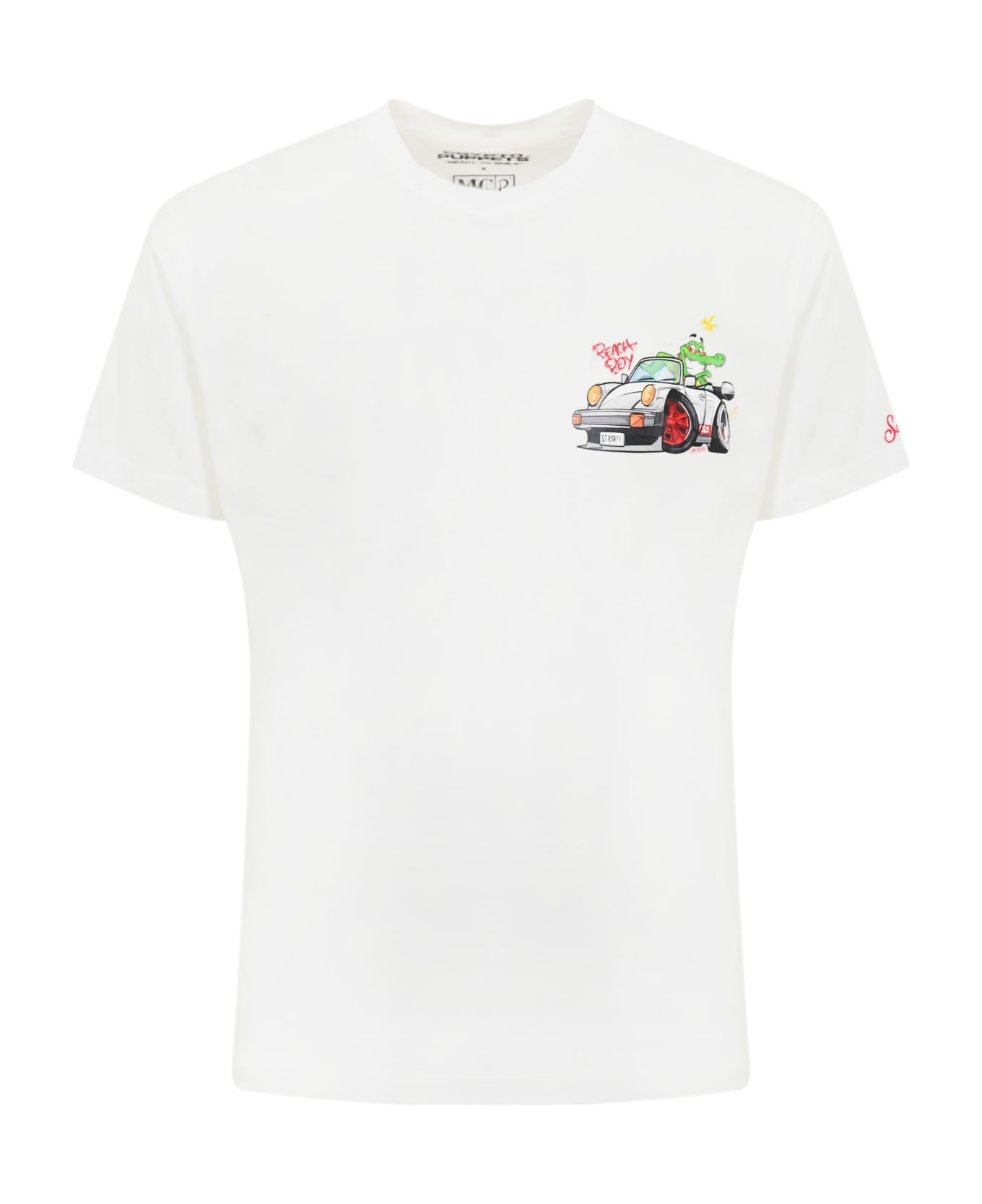 MC2 Saint Barth T-shirt With Crocco Race Print - Bianco