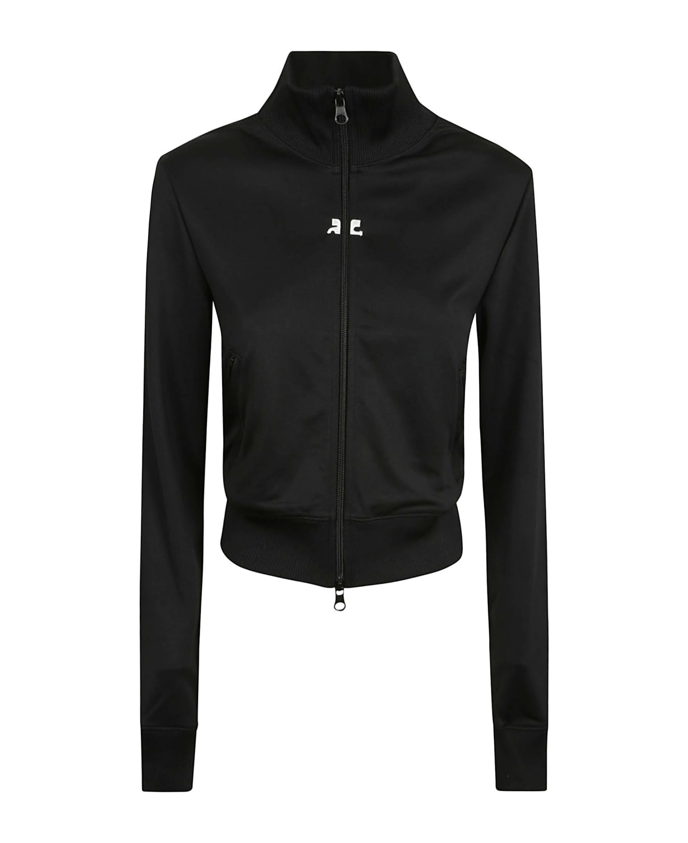 Courrèges High-neck Rib Trim Zipped Jacket - Black ジャケット
