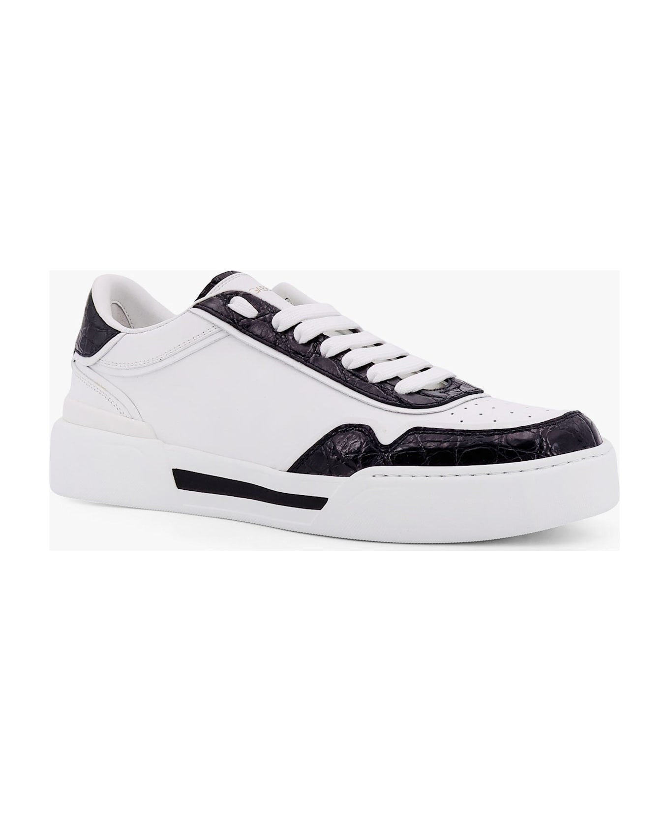Dolce & Gabbana New Roma Leather Sneakers With Crocodile Details