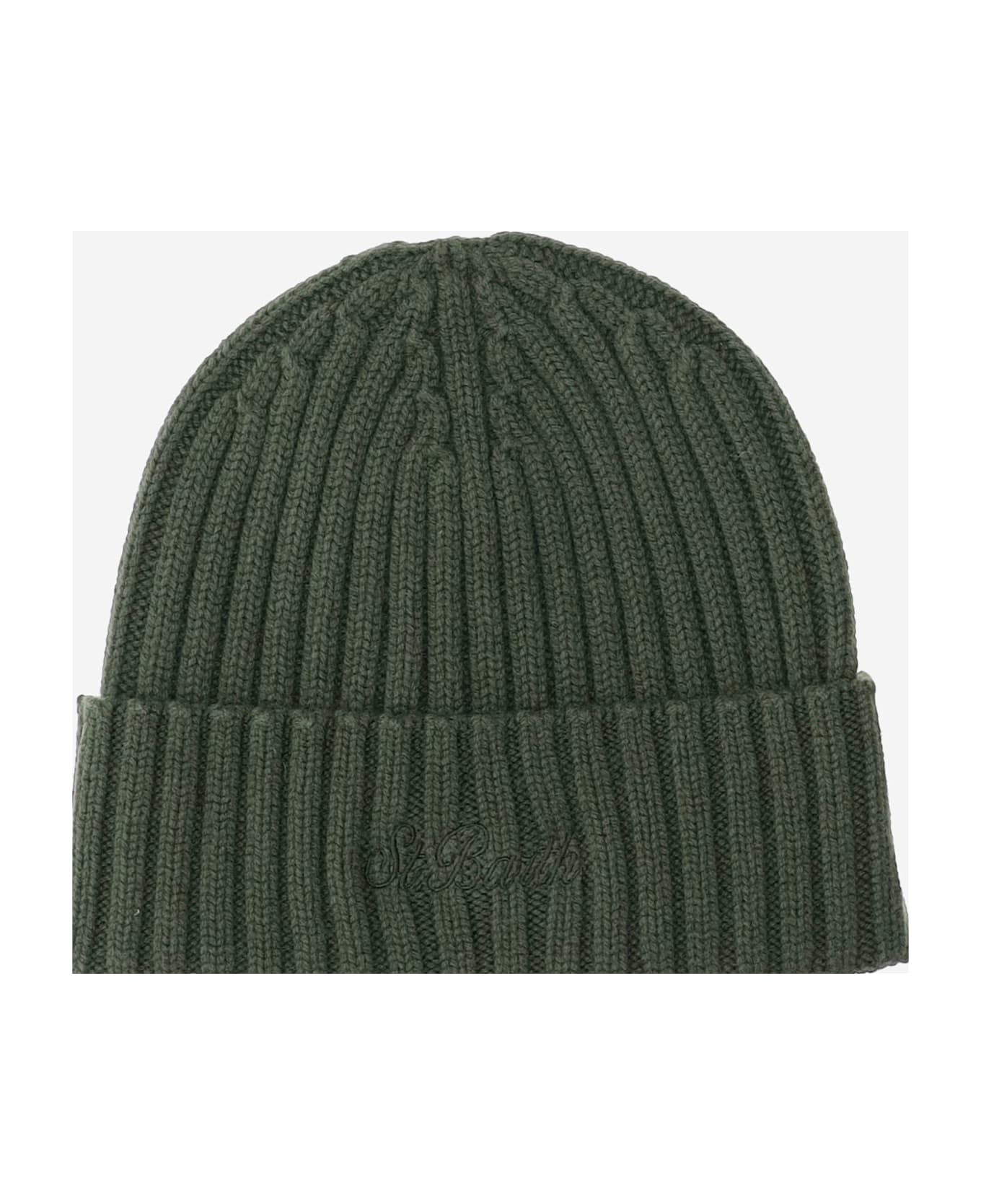 MC2 Saint Barth Wool Blend Beanie With Logo - Green