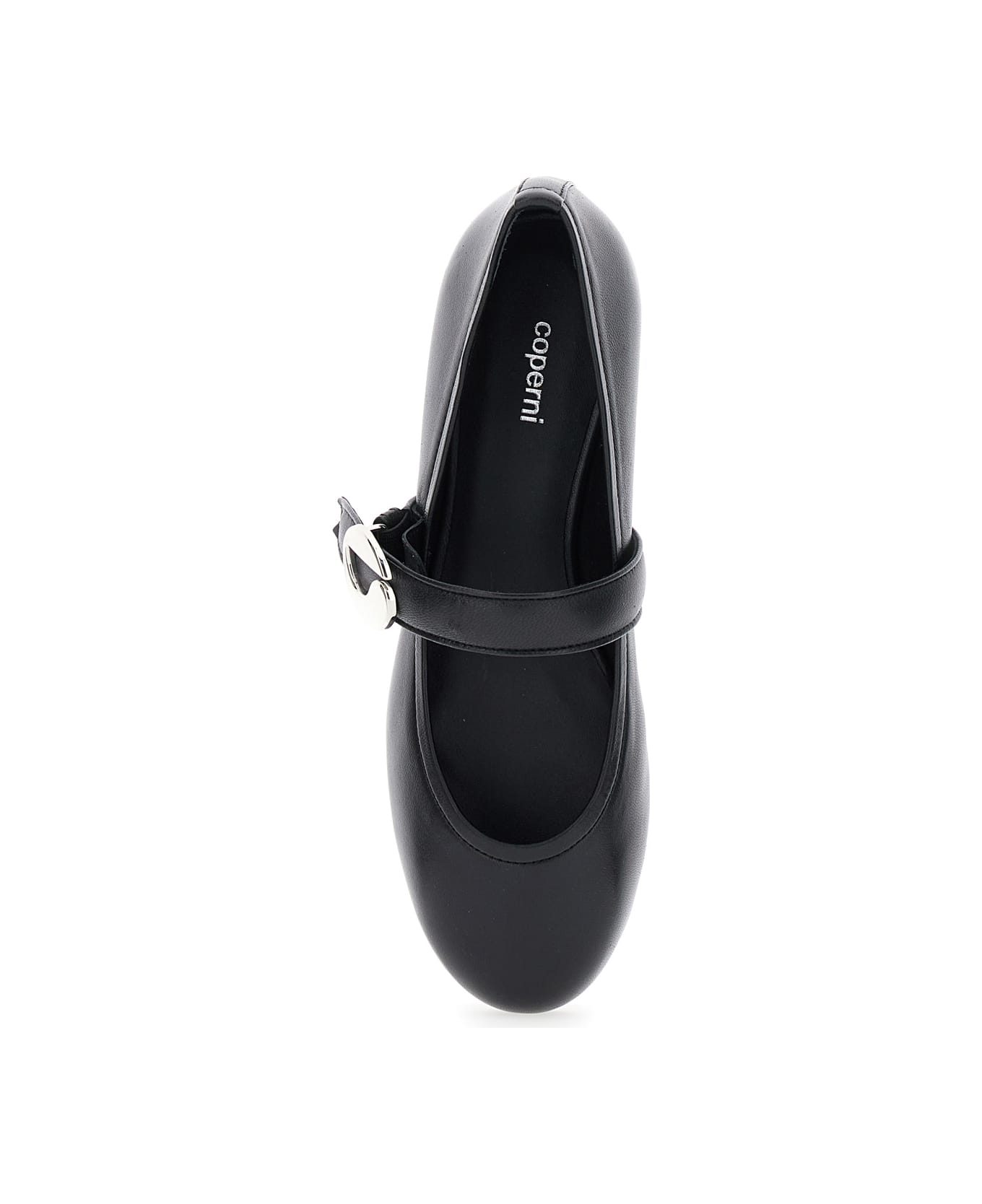 Coperni Black Ballerinas With Metallic Logo And Strap In Smooth Leather Woman - Black