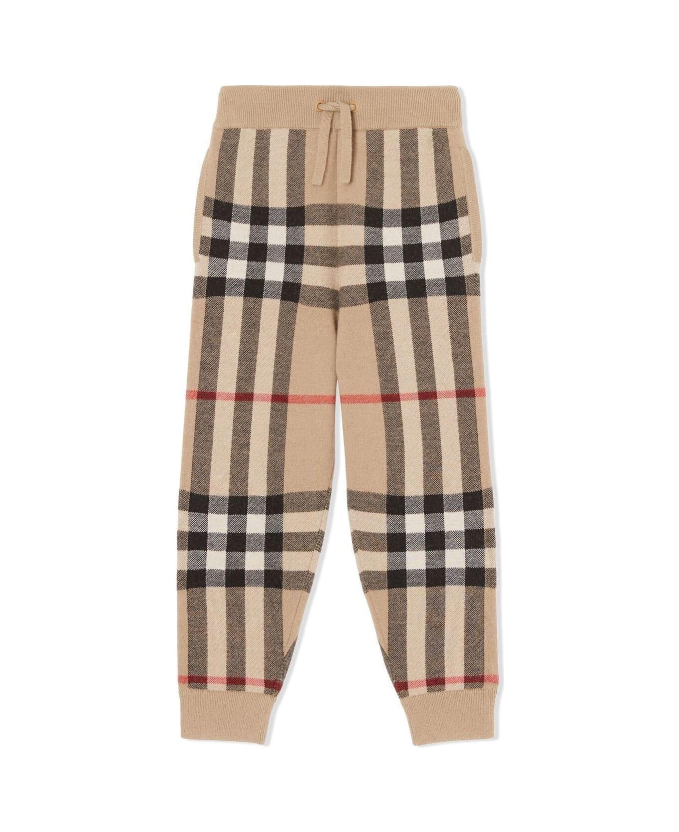 Burberry Check Vintage Jogger Trousers In Blend Wool Boy Burberry Kids - Beige