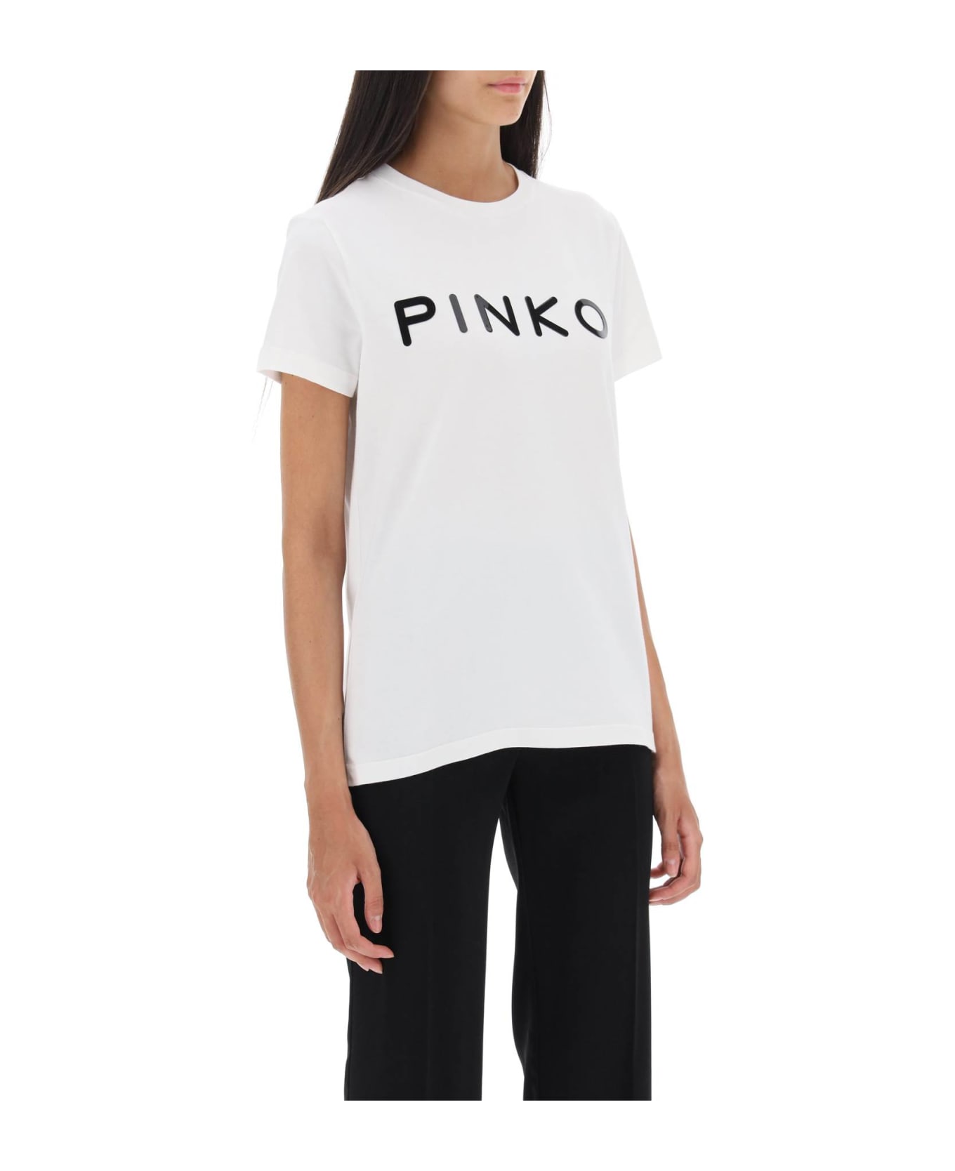 Pinko Cotton T-shirt With Logo - White