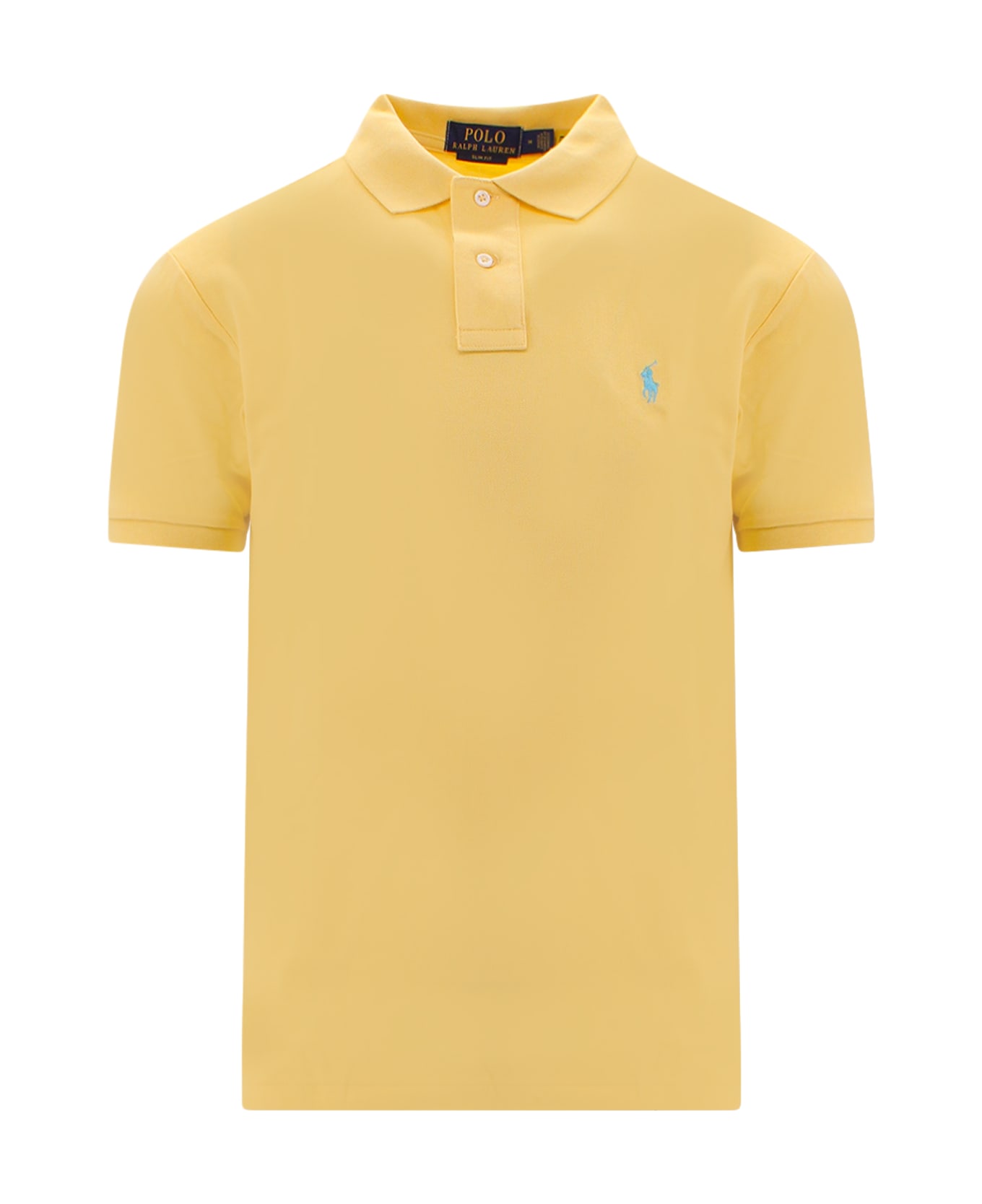 Polo Ralph Lauren Yellow And Light Blue Slim-fit Pique Polo Shirt - Yellow