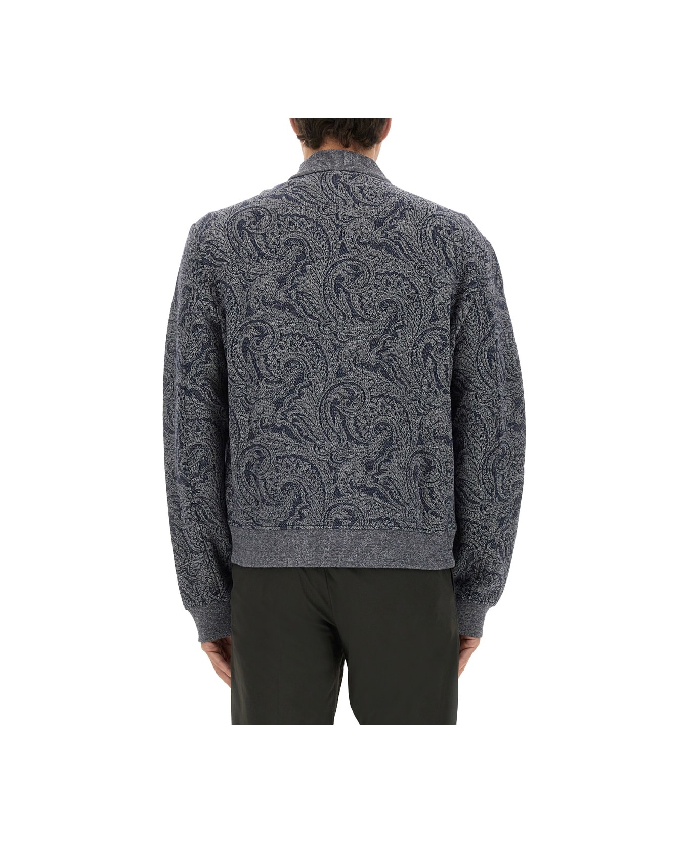 Etro Jacquard Bomber Jacket With Logo - GREY