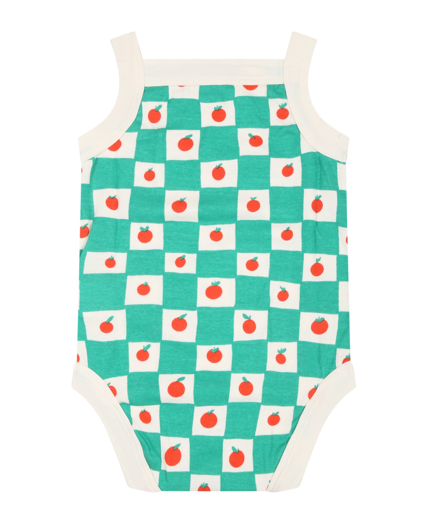 Bobo Choses Green Bodysuit For Babykids With Tomatoes - Green ボディスーツ＆セットアップ