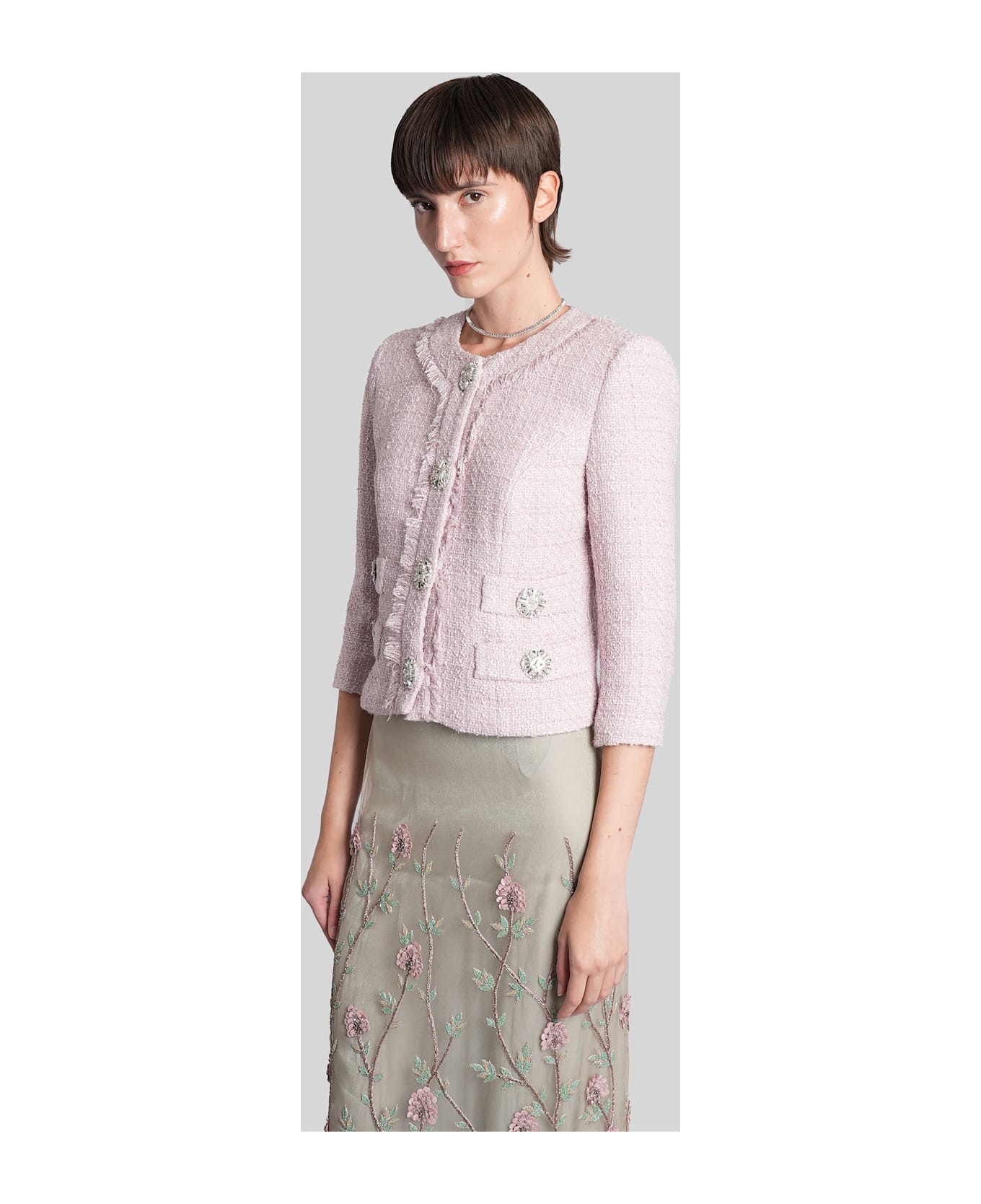 Costarellos Macie Casual Jacket In Rose-pink Polyester - rose-pink