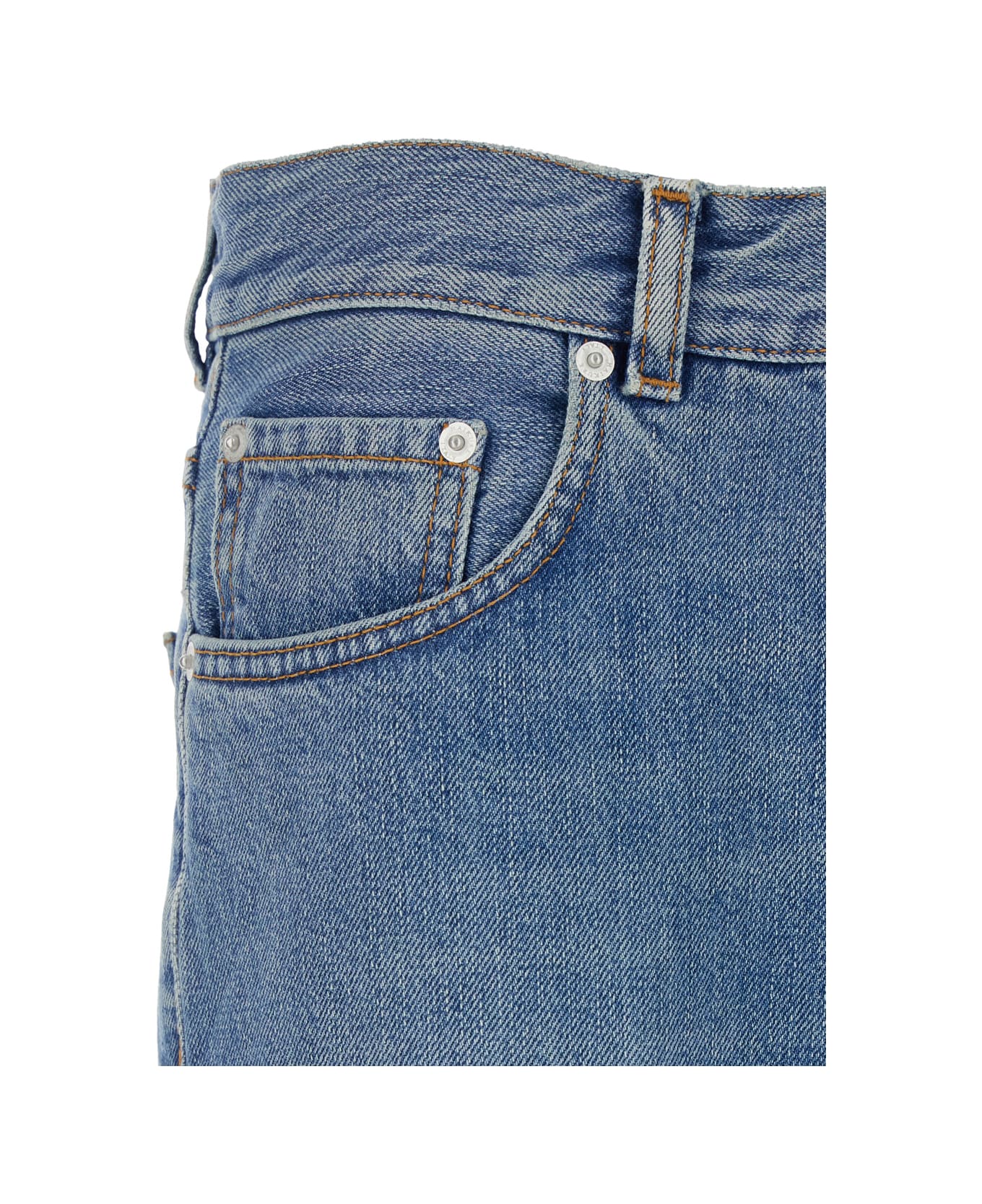 Haikure Blue Jeans With Five Pocket Design And Logo Patch On The Back In Denim Woman - Blu