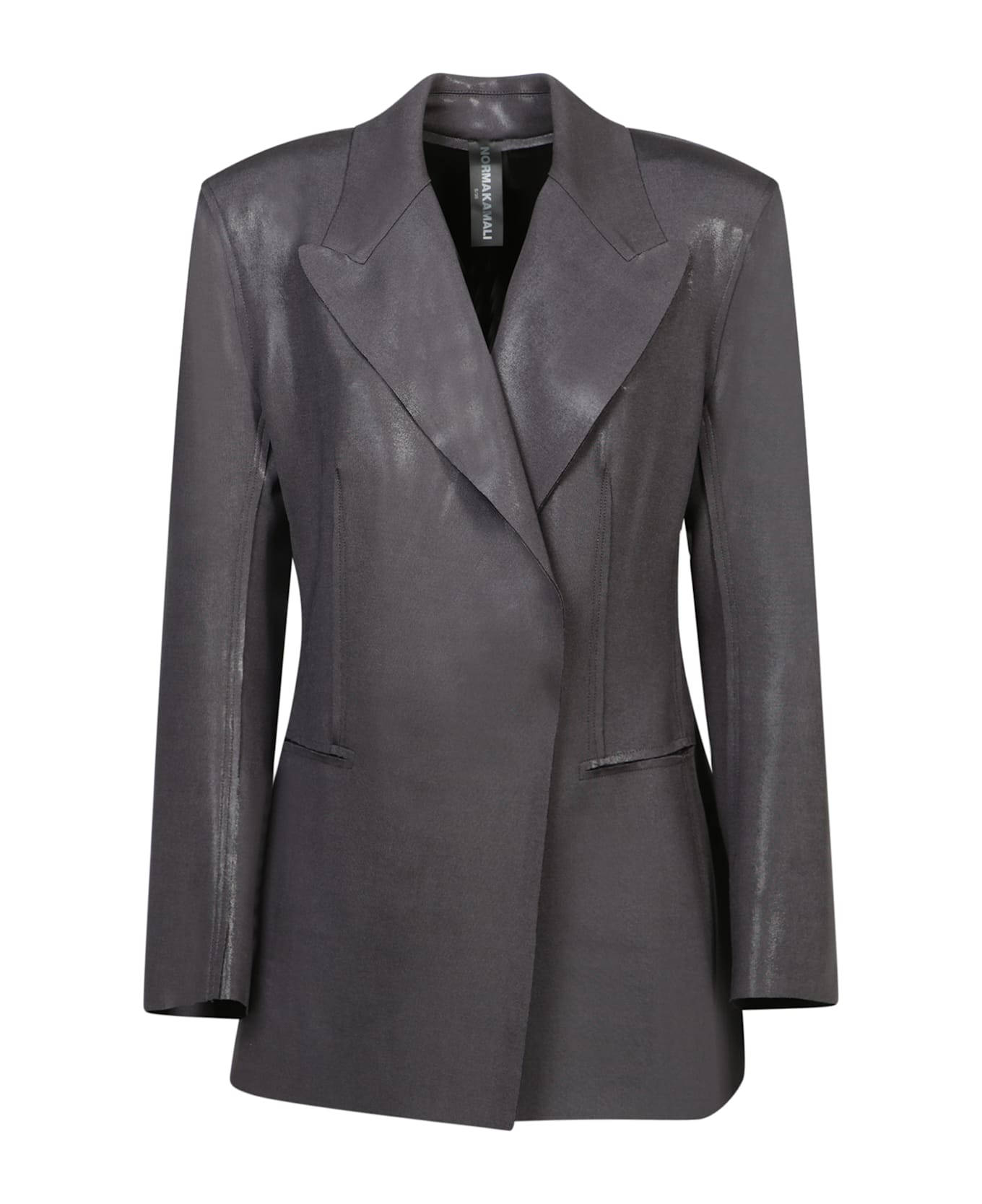 Norma Kamali Dark Grey Faux Leather Jacket - Grey