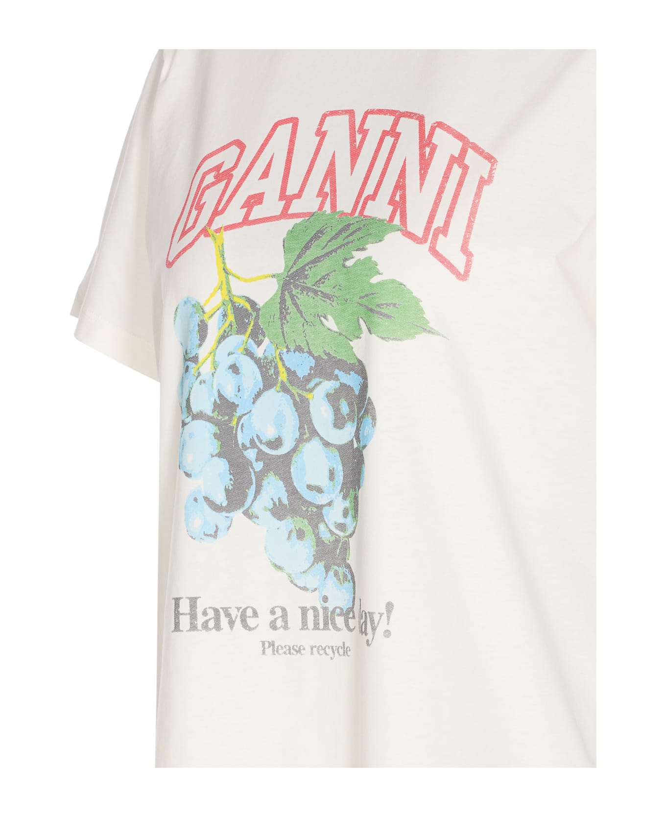 Ganni Grapes Logo T-shirt - EGRET