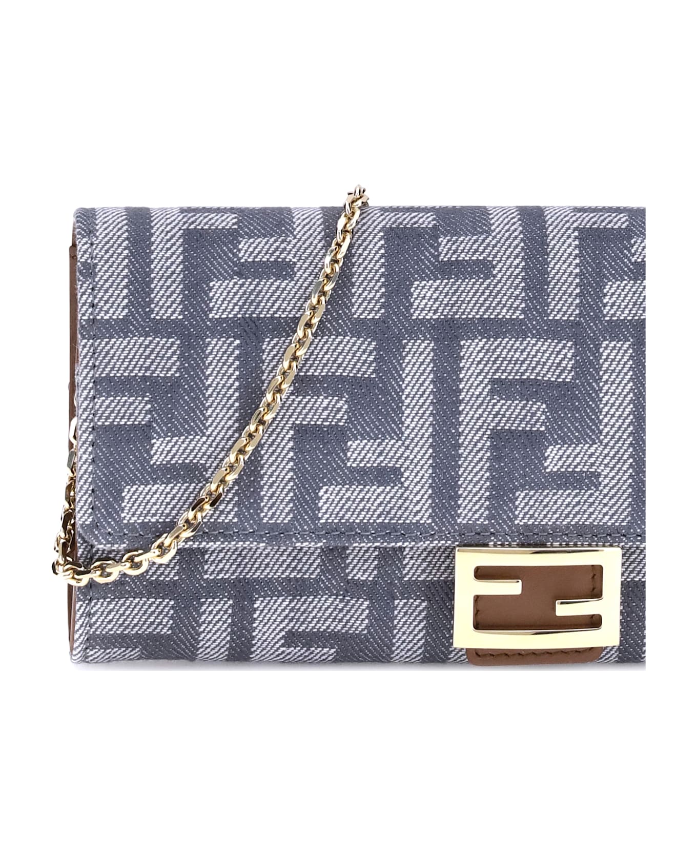 Fendi Ff Print Denim Wallet - DENIM