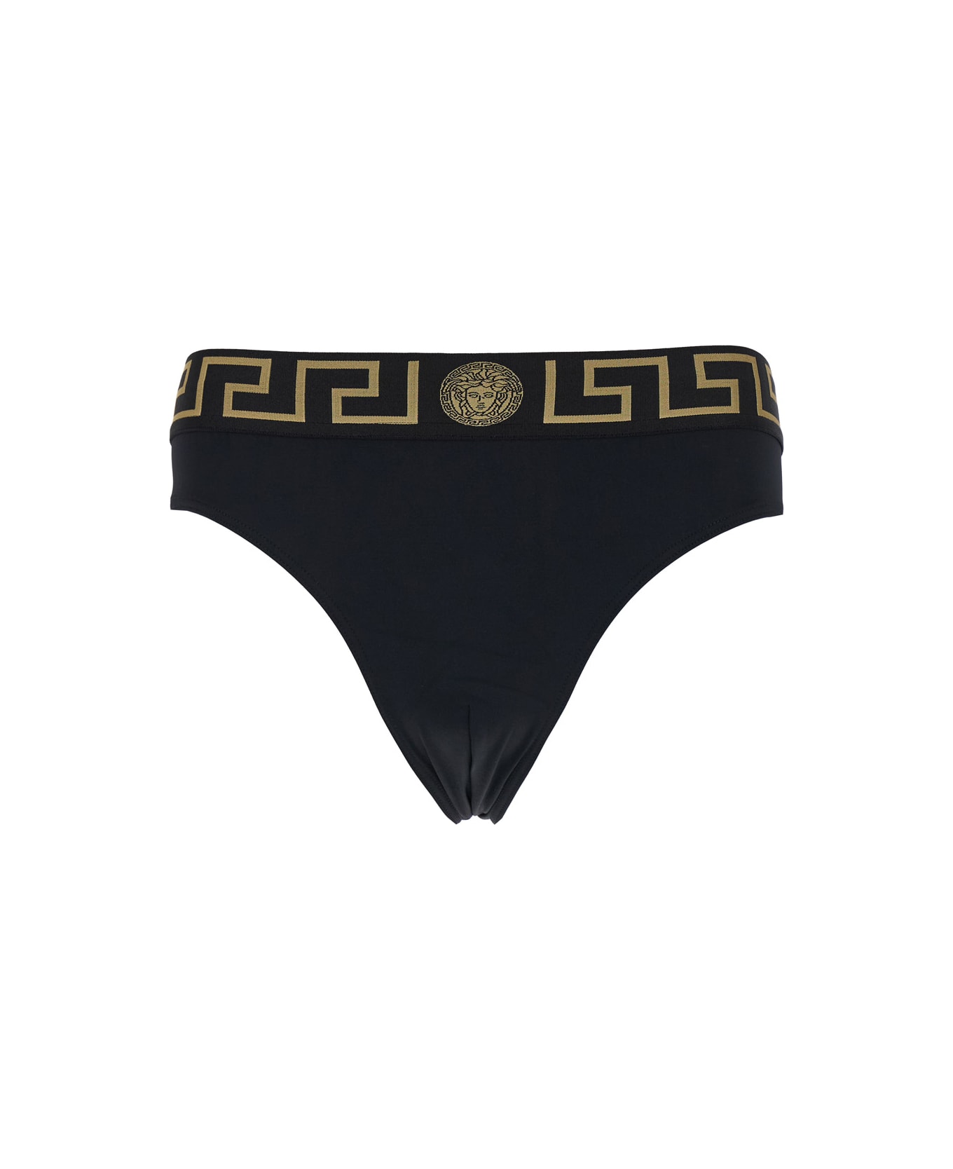 Versace Black Speedo With Greca Detail In Tech Fabric Man - BLACK