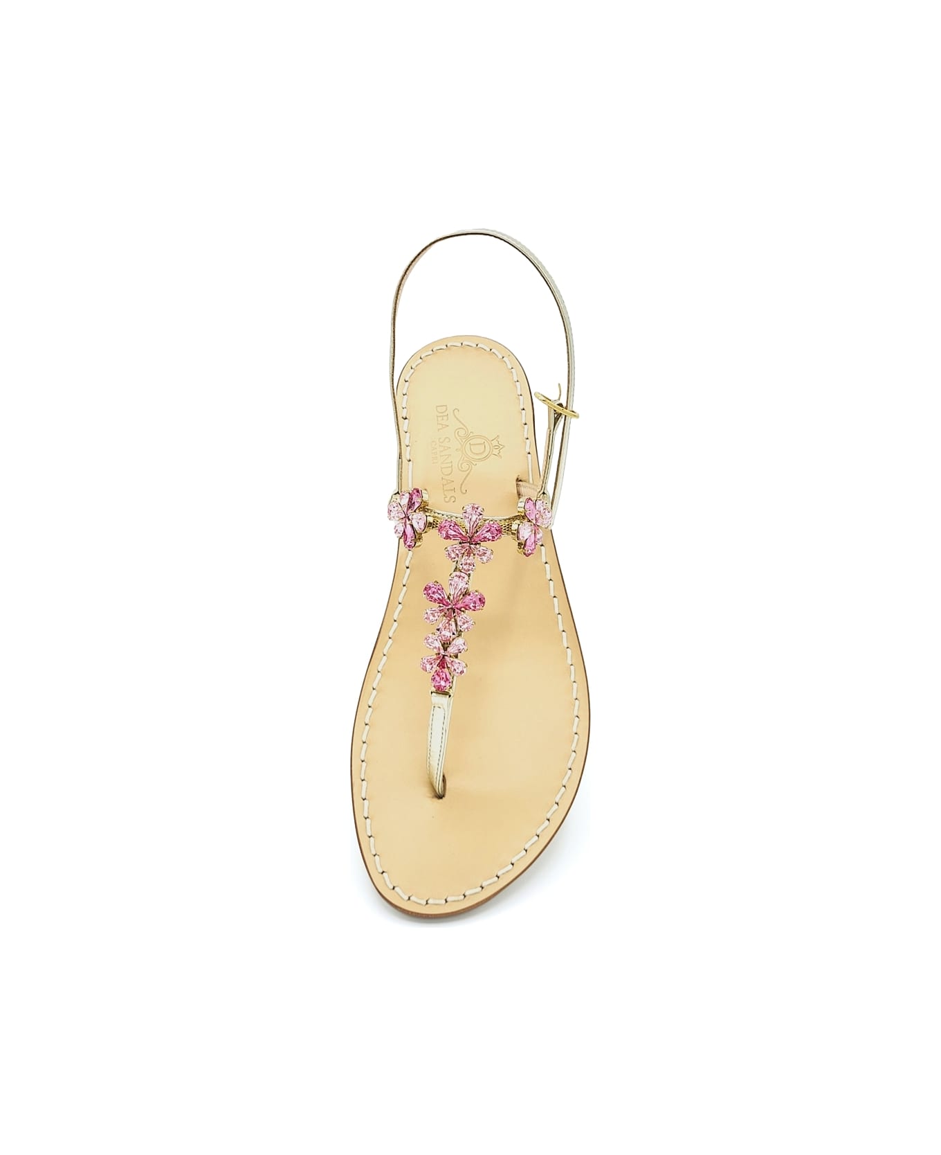 Dea Sandals Pink Narcissus Jewel Sandals - platinum gold laminated, pink