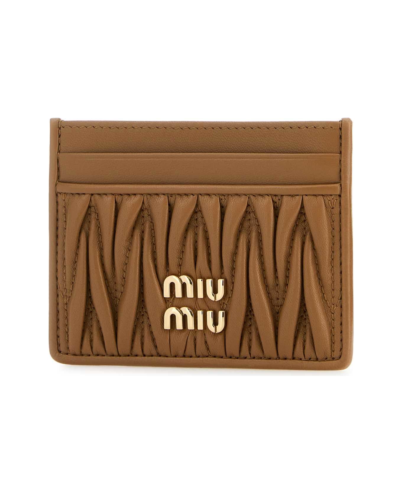 Miu Miu Camel Leather Card Holder - CARAMEL