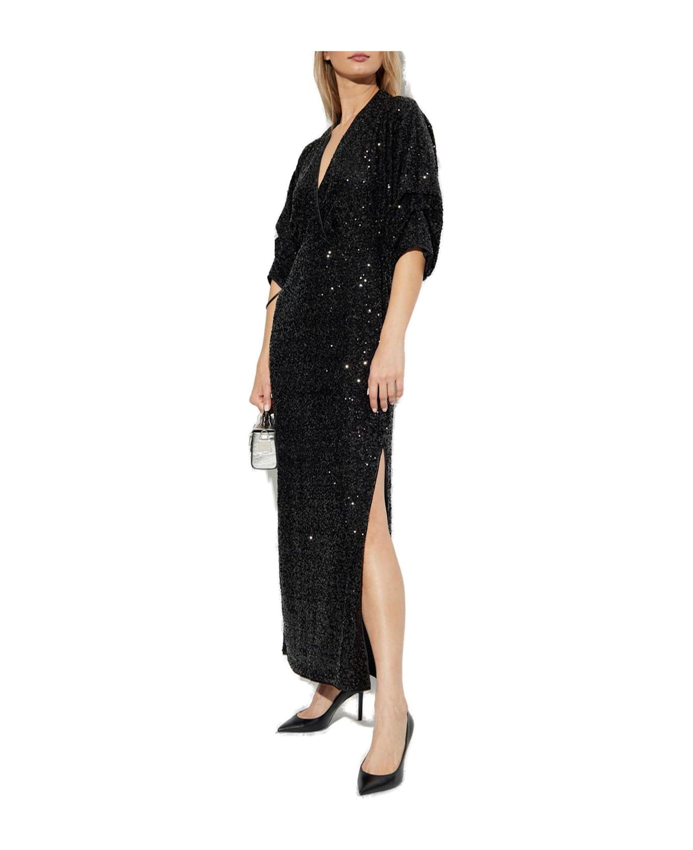 Diane Von Furstenberg Jessel Sequin Embellished V-neck Dress - BLACK