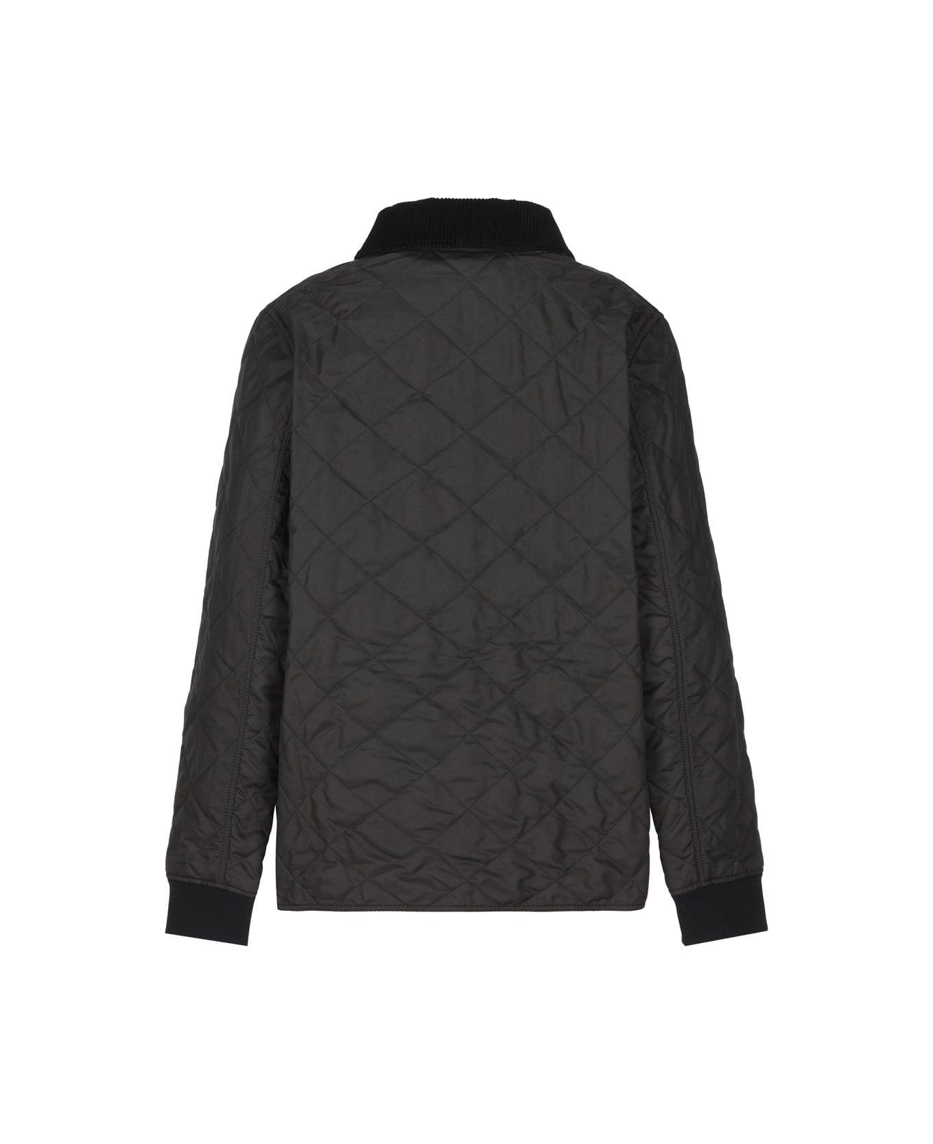 Burberry Diamond Quilted Zipped Jacket - Black