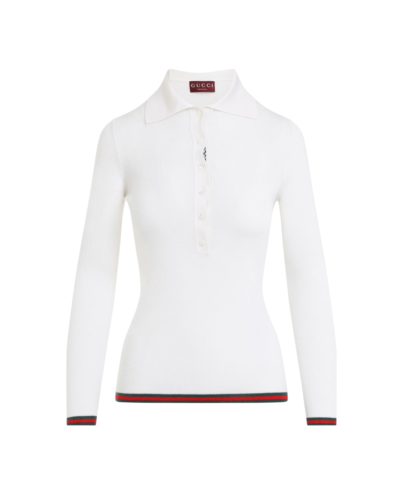 Gucci Cashmere And Silkk Web Polo - White
