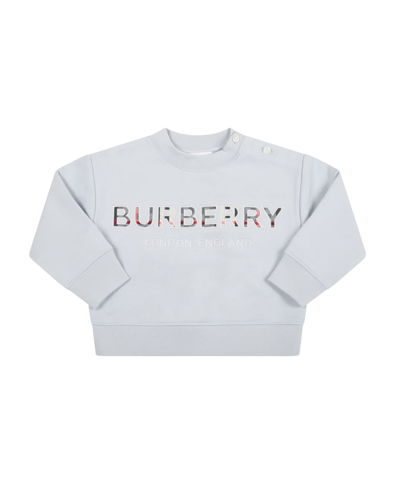 Burberry Light-blue Sweatshirt For Baby Boy With Logo - Light Blue