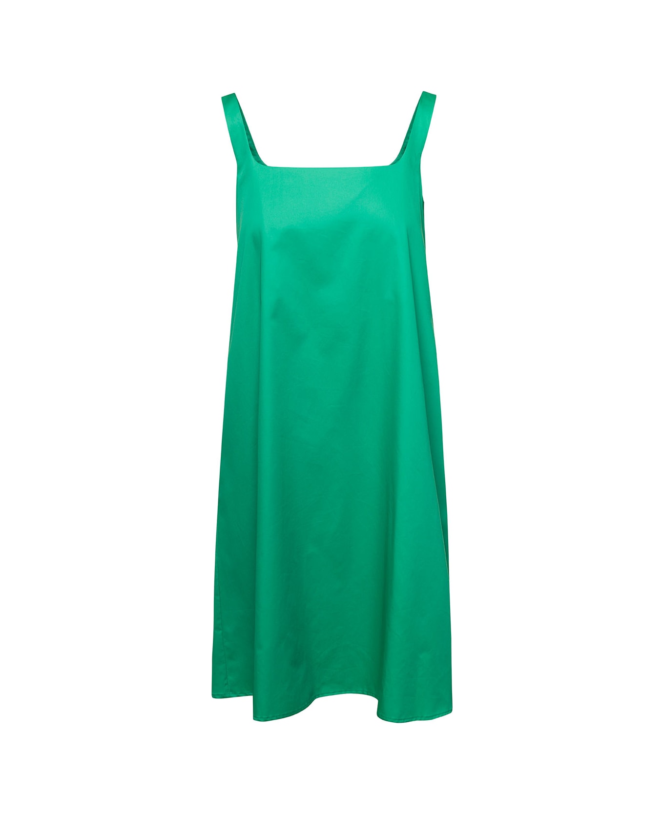 Douuod Mini Emerald Green Dress With Square Neckline In Cotton Woman - Green