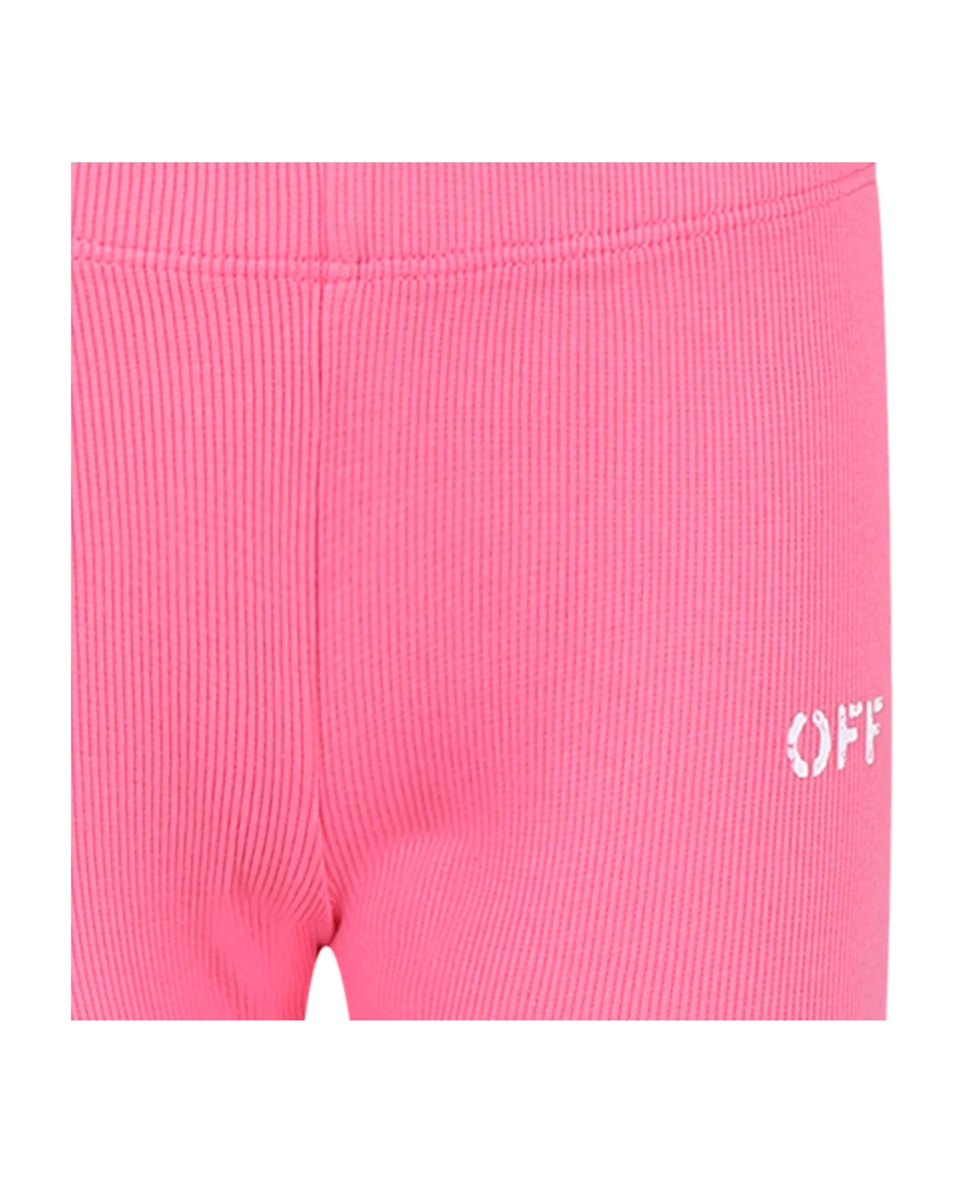 Off-White Fuchsia Shorts For Girl With Logo - Fuchsia