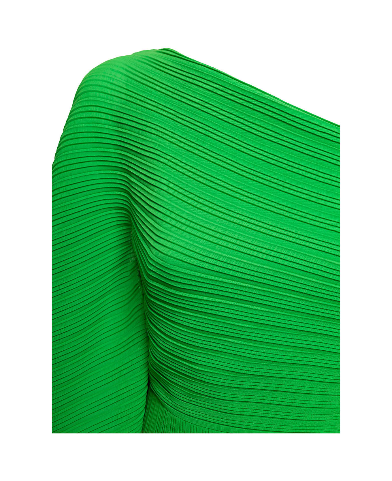 Solace London 'lenna' Midi Green One-shoulder Dress In Pleated Fabric Woman - Green ワンピース＆ドレス