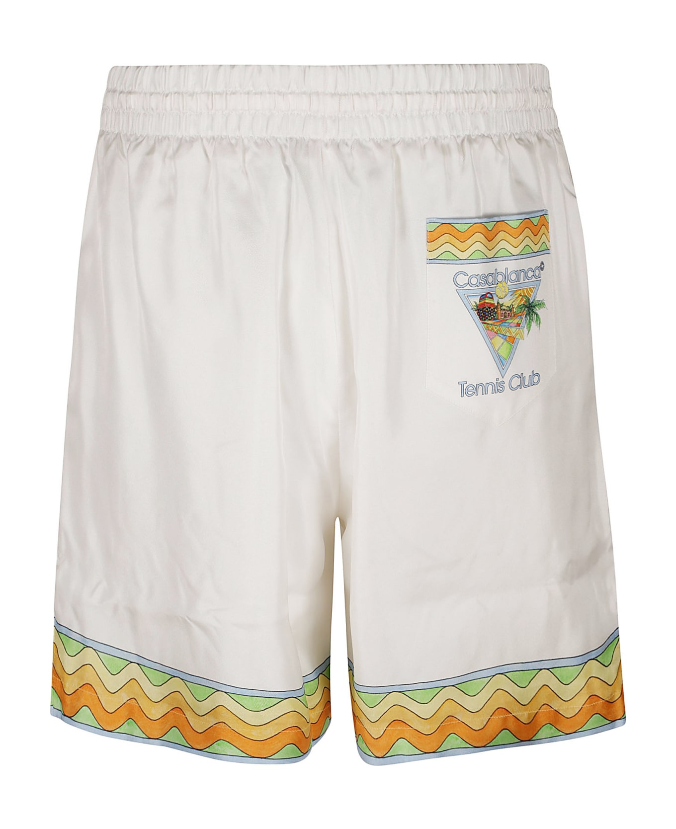 Casablanca 'afro Cubism Tennis Club' Silk Shorts - White