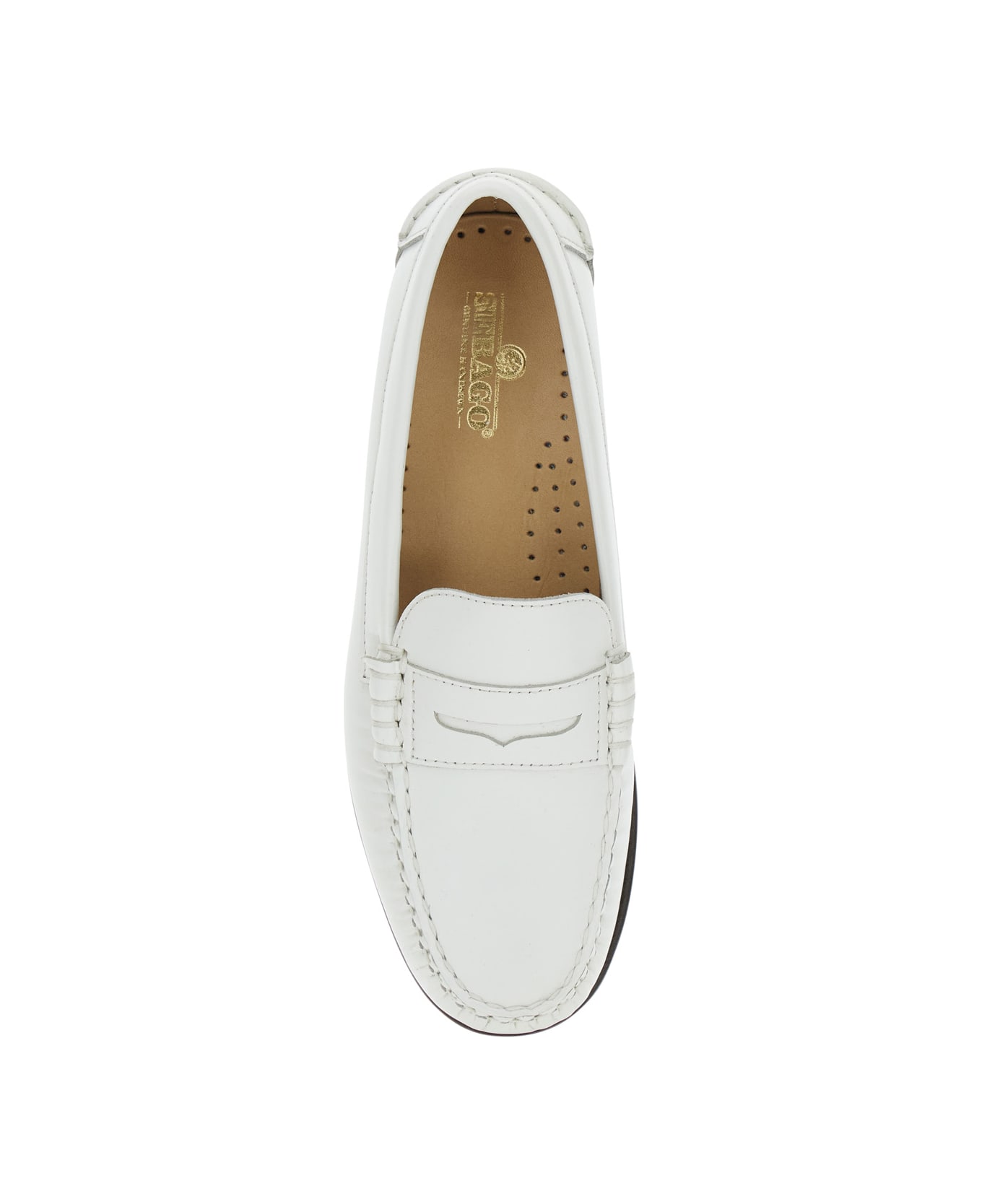 Sebago 'danielle Pop' White Loafers With Bevelled Toe And Low Stacked Heel In Leather Woman - White