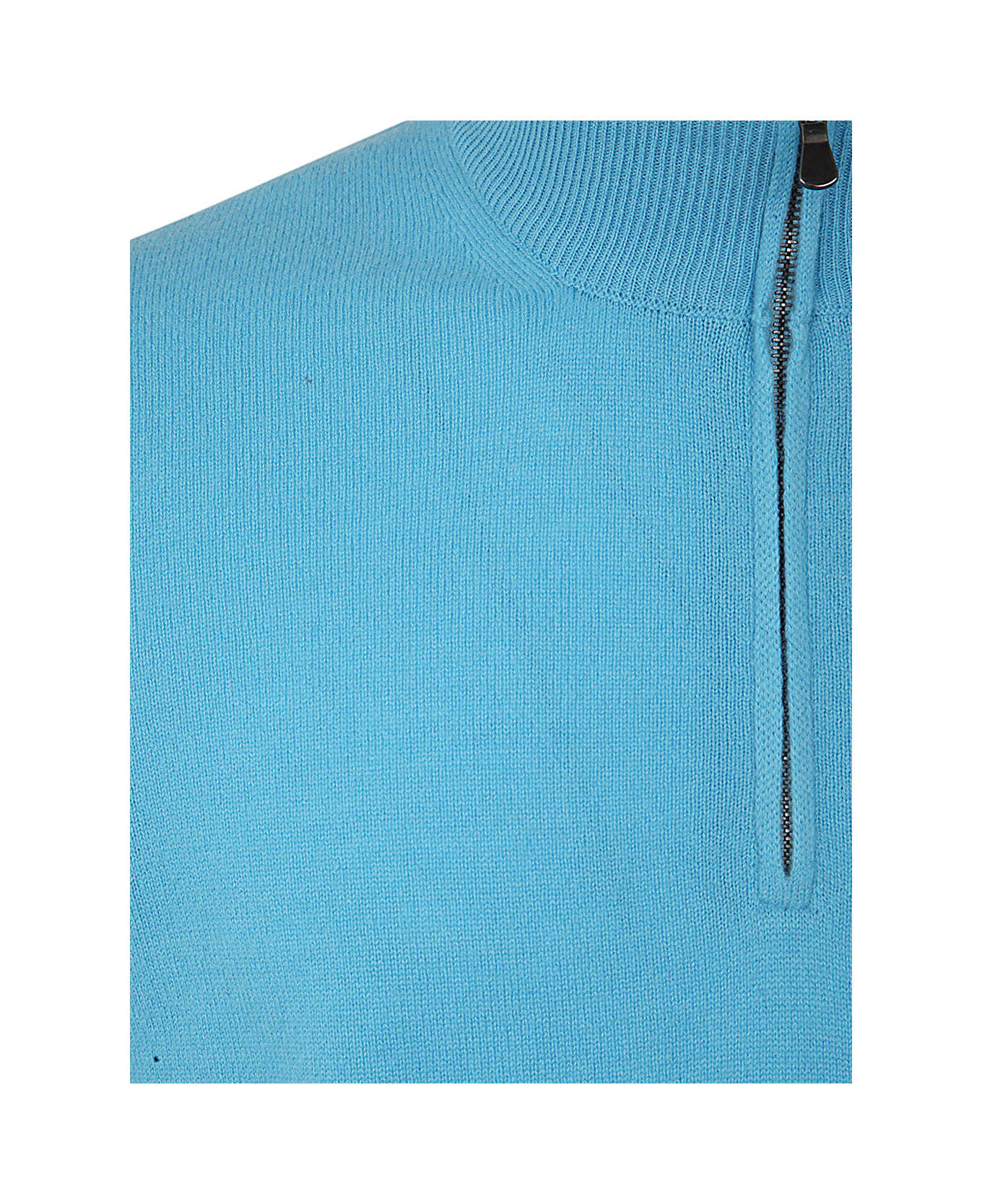 Filippo De Laurentiis Wool Cashmere Long Sleeves Half Zipped Sweater - Light Blue